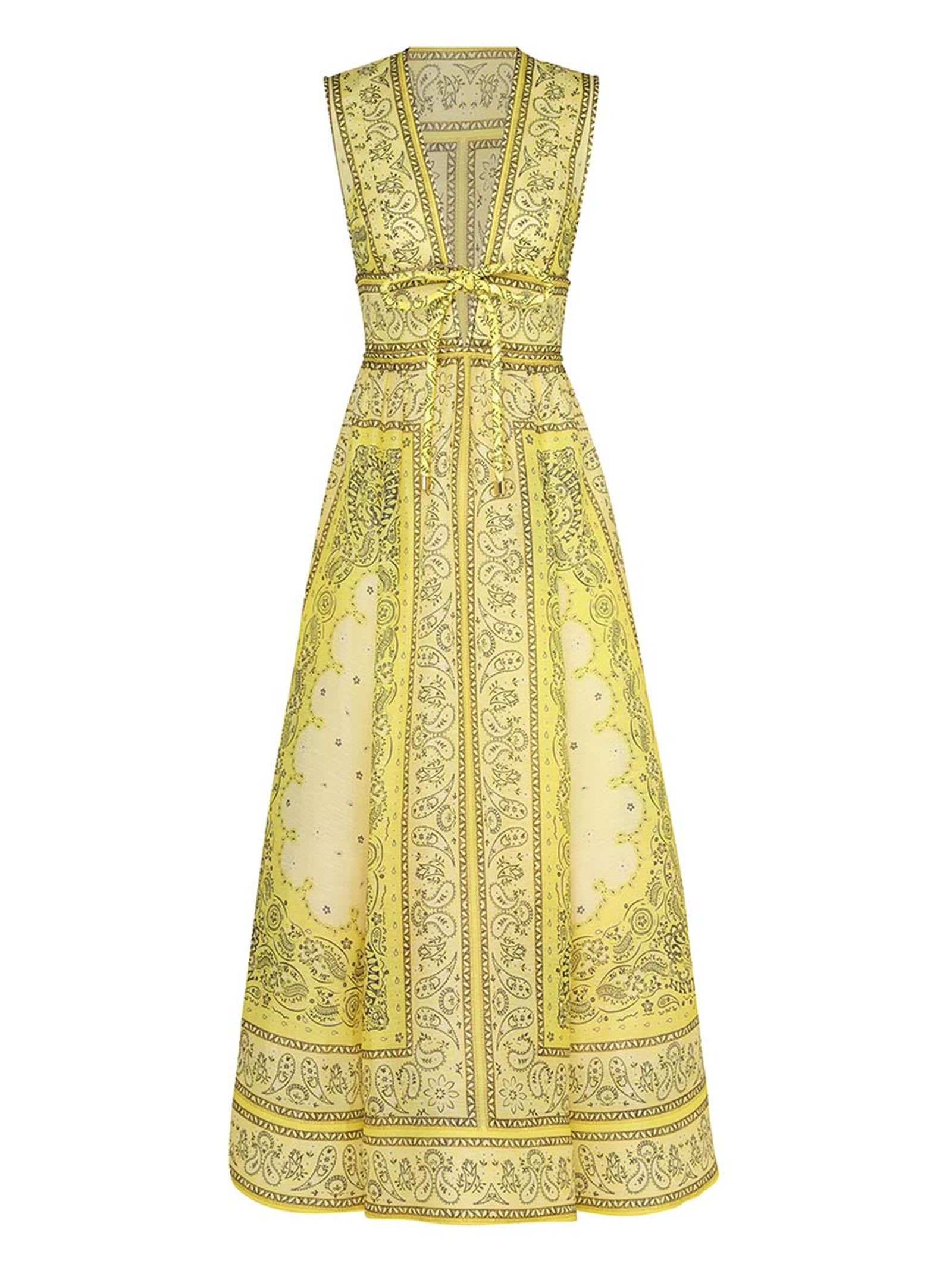 matchmaker bow long dress in yellow bandana