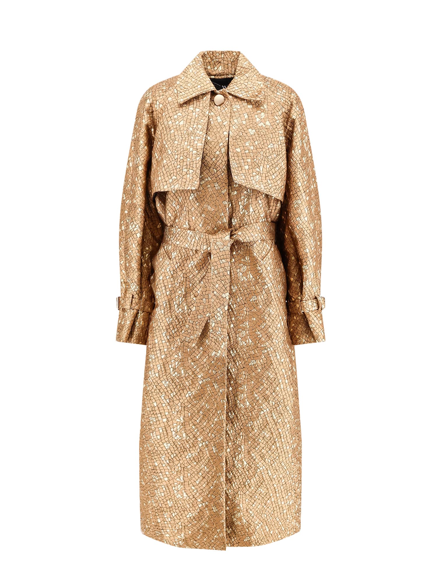 トレンチコート MAX MARA SALSA OVERSIZE TRENCH COAT IN JACQUARD Max Mara Salsa Oversize Jacquard Fabric Trench With Mosaic