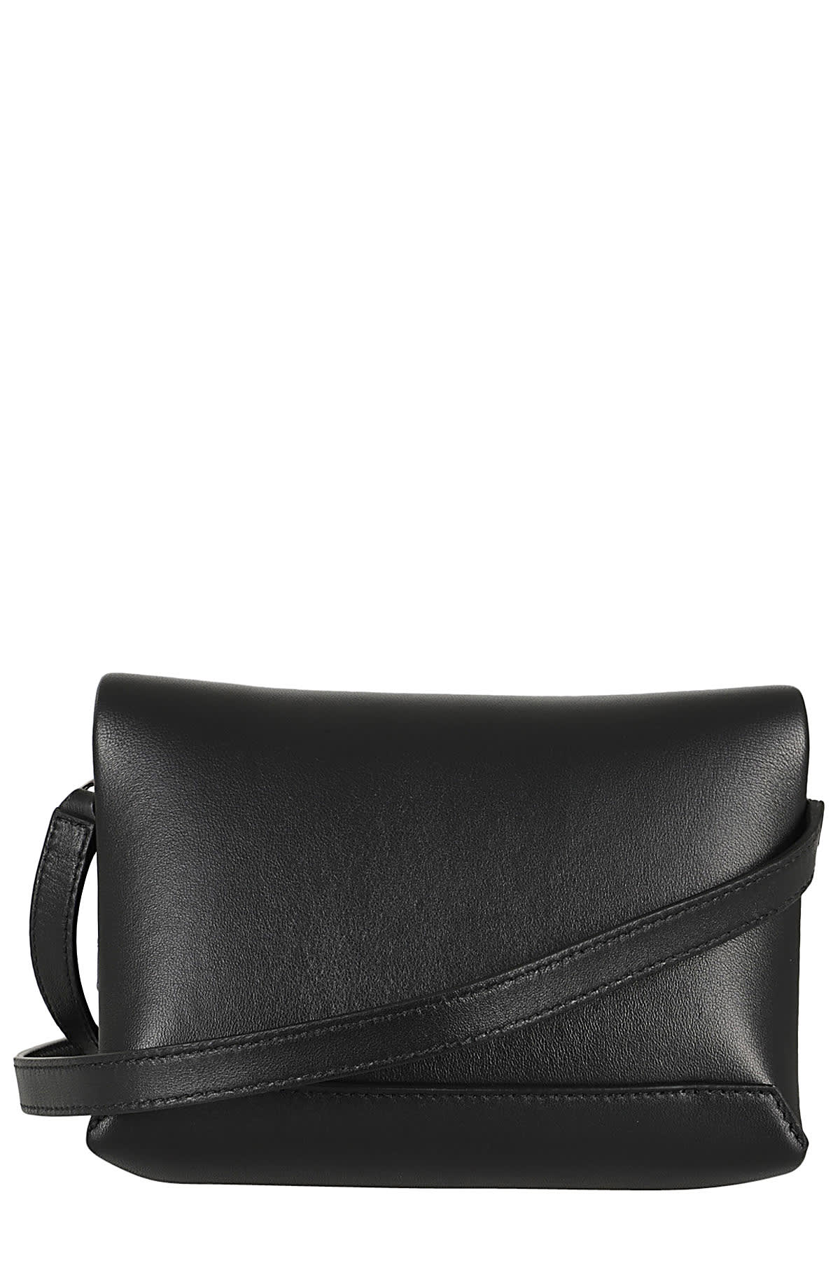 【Victoria Beckham】Chain Pouch With Strap Chain Pouch Bag With Strap In Black Croc Embossed Leather