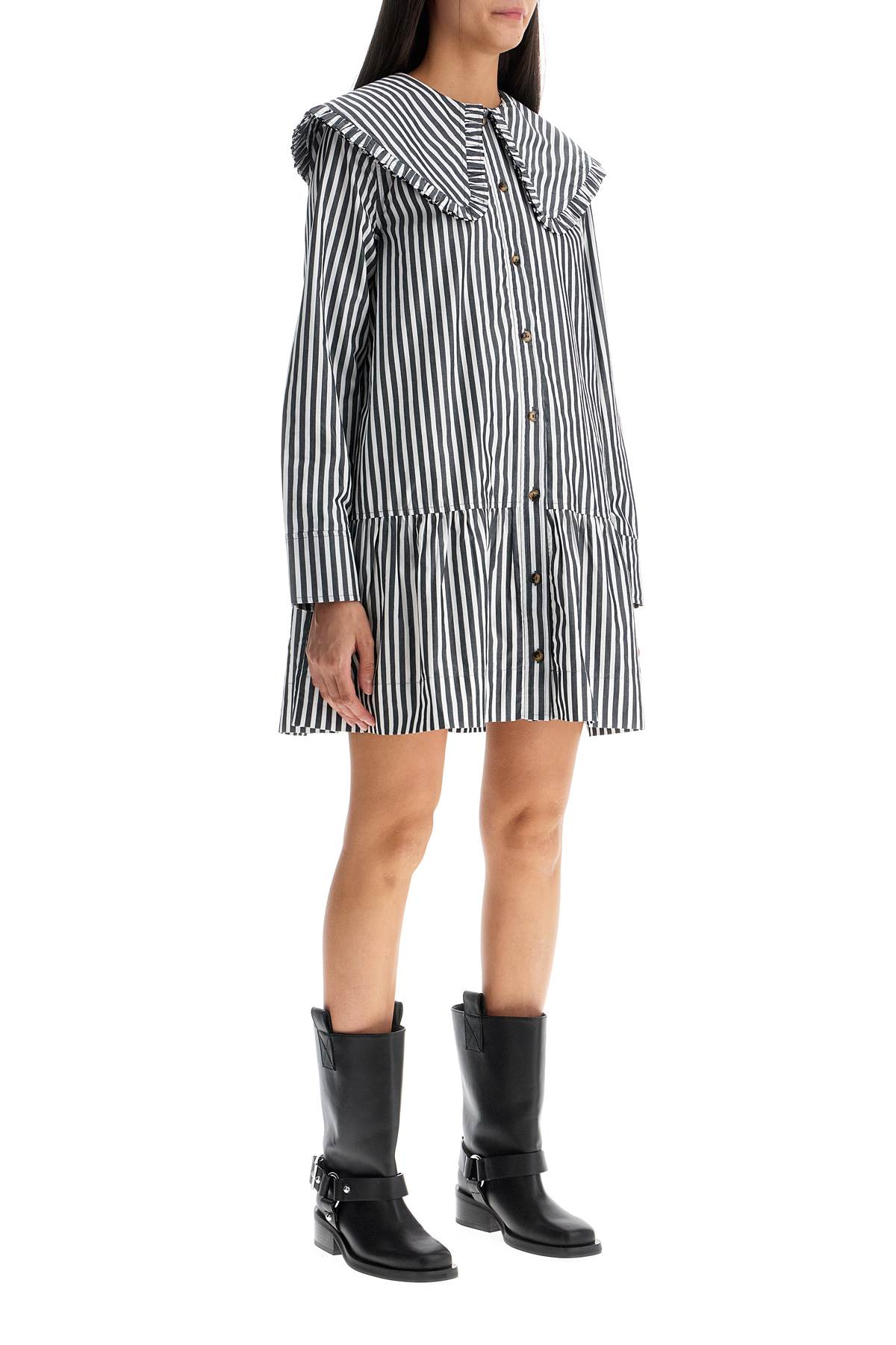 Ganni Big Collar Mini Shirt Dress ワンピース＆ドレス 通販