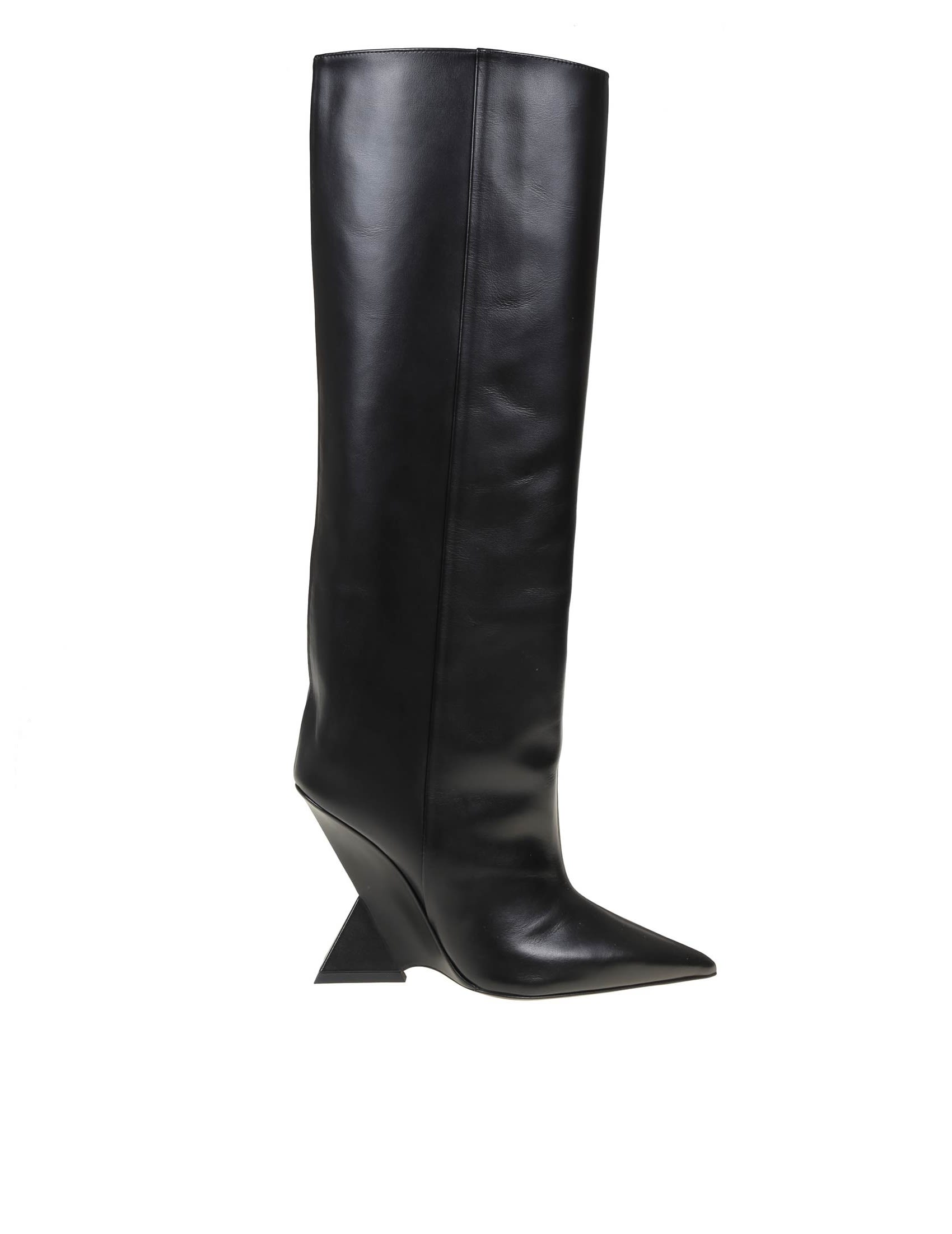 ☆韓国の人気☆【PARTIMENTO】☆LEATHER HANNES LONG BOOT.S☆ Sajan Black Leather Boots | ALOHAS