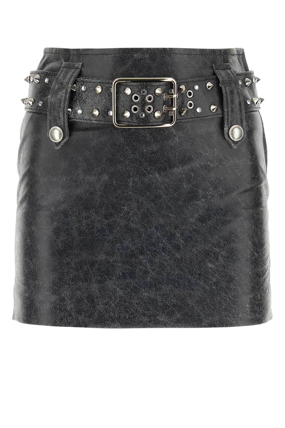 ミニスカート ALESSANDRA RICH FW23 Grey leather mini skirt (FAB3459 1665) Alessandra Rich Grey Leather Mini Skirt | italist