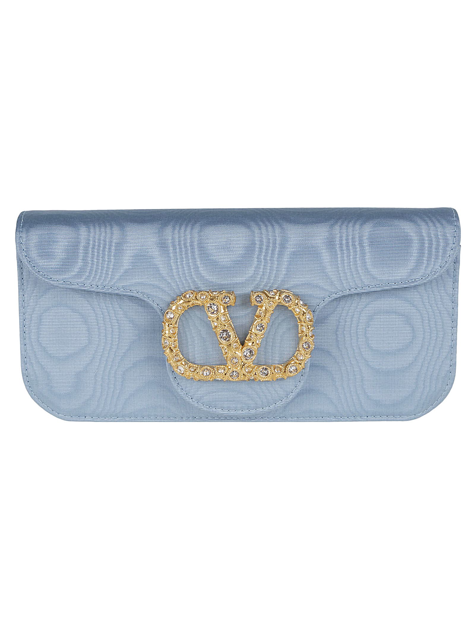 VIP【送料関税込】VALENTINO GARAVANI LOCO LEATHER CLUTCH Black Locò embellished moire clutch | VALENTINO GARAVANI