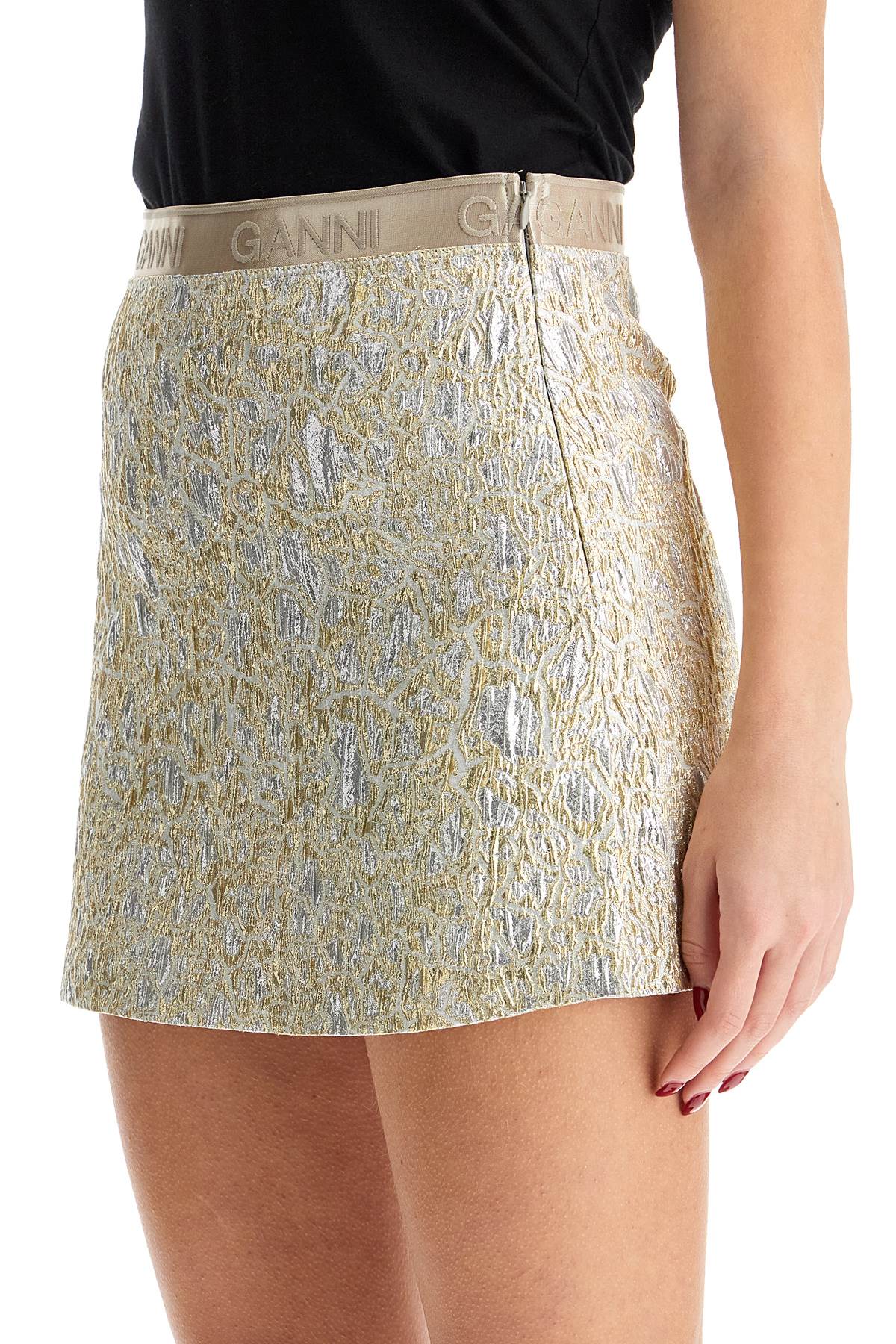 Ganni Metallic Cloquã© Mini Skirt | italist