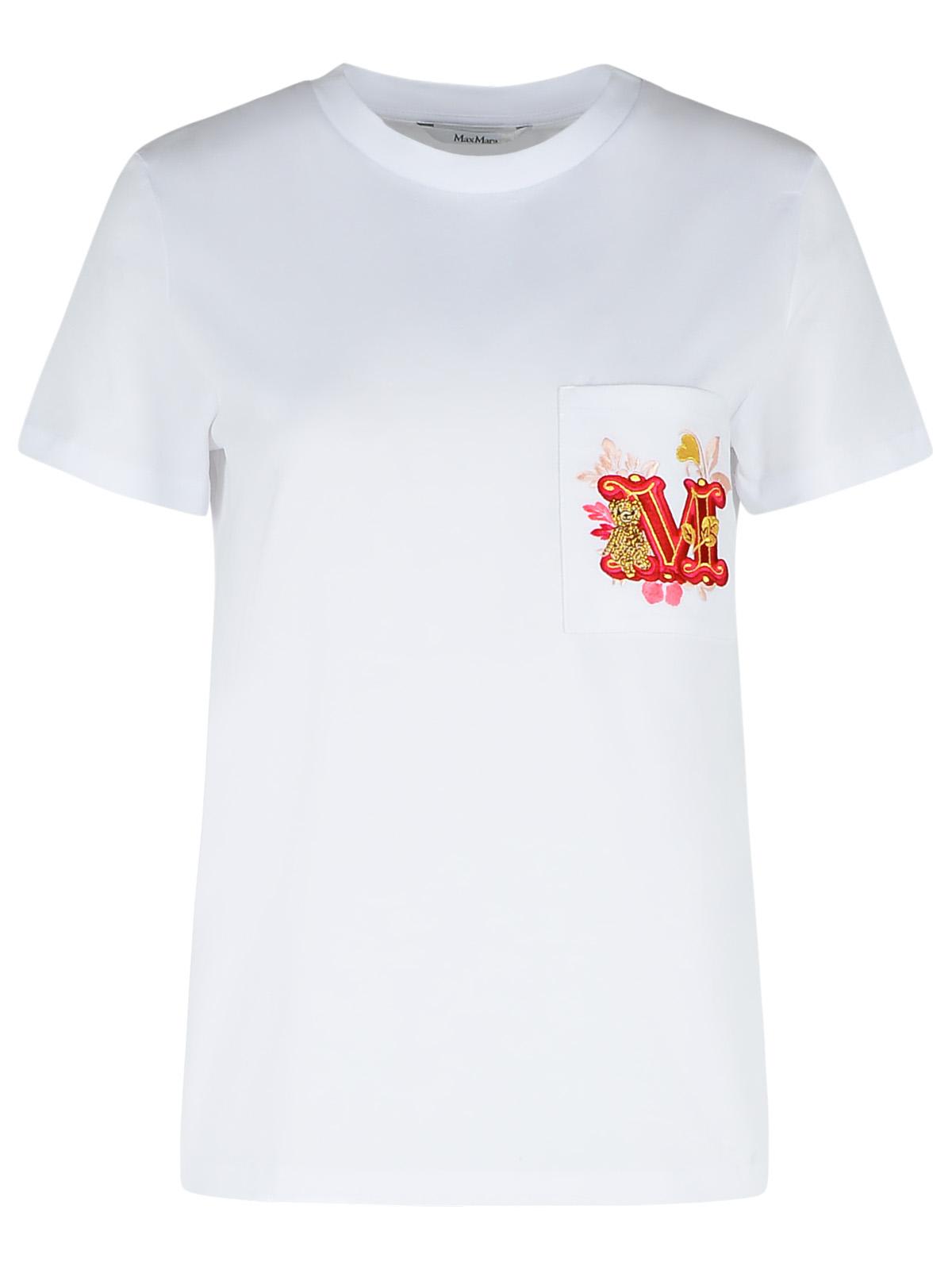 Tシャツ・カットソー MAX MARA Nunzio special edition cotton t-shirt Bianco Jersey T-shirt with embroidered pocket, white | 