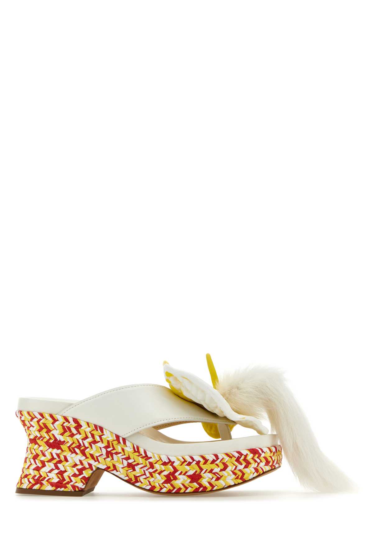サンダル・ミュール LOEWE White leather Petal thong mules (L814S10X01 WHIMUL) Loewe White Leather Petal Thong Mules | italist