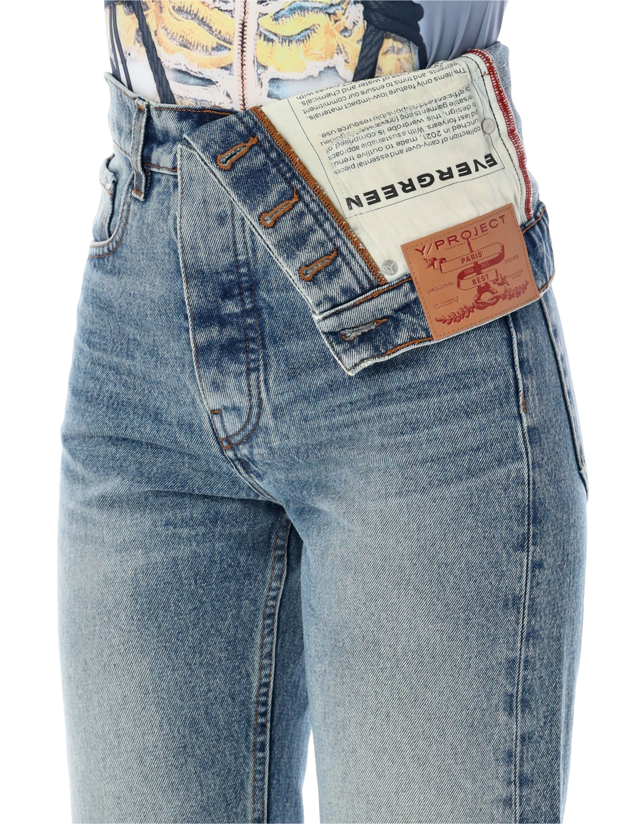 【関税込み】Y/Project ブルー アシンメトリ ジーンズ Y/PROJECT - ワイプロジェクト】ASYMMETRIC WAIST JEANS / BLUE