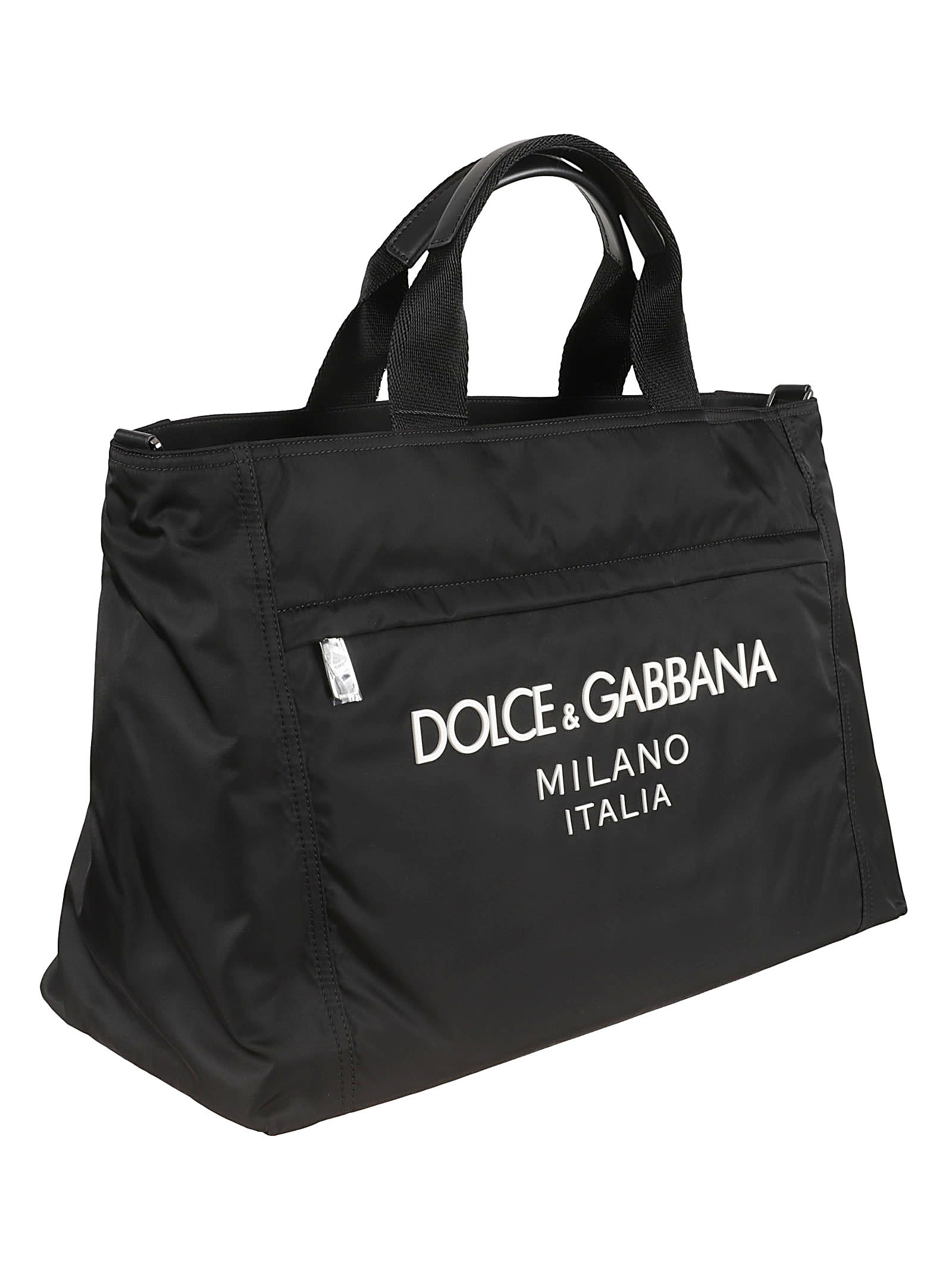 Dolce & Gabbana Small Shopping Bag In Canvas With D&g Milano Logo