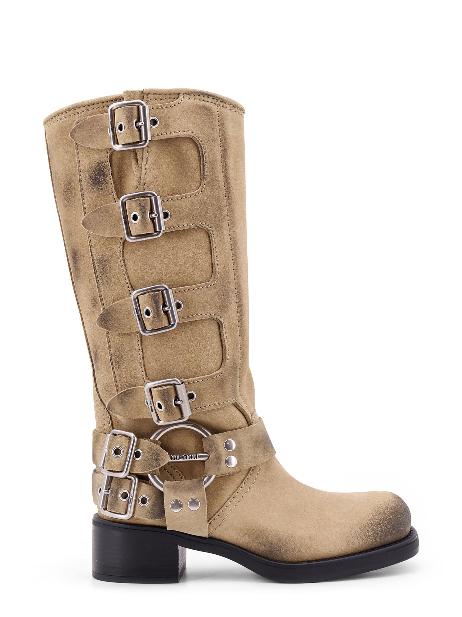 ミドルブーツ MIU MIU  Suede boots with laterali straps Miu Miu Suede Boots With Laterali Straps | italist