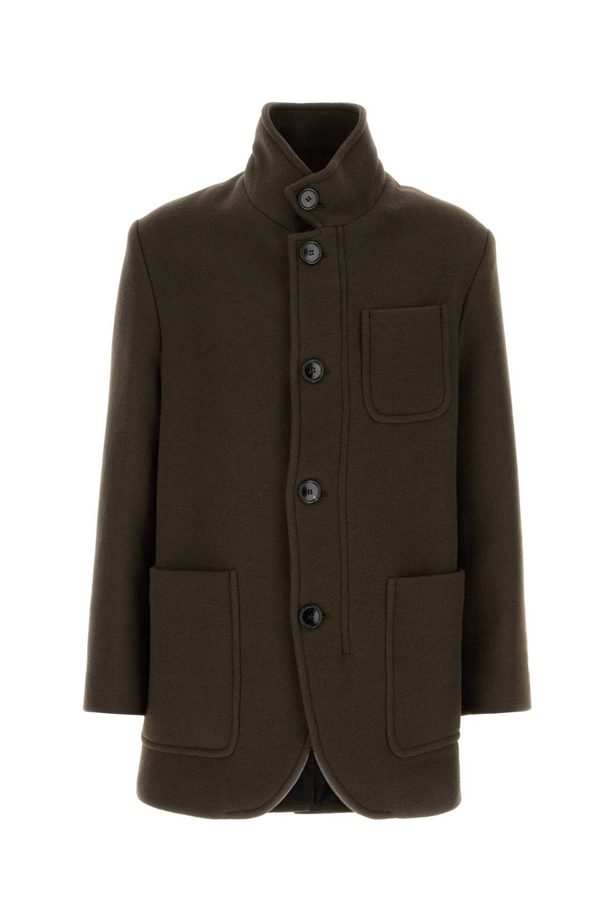Ami Alexandre Mattiussi Brown Wool Coat | italist