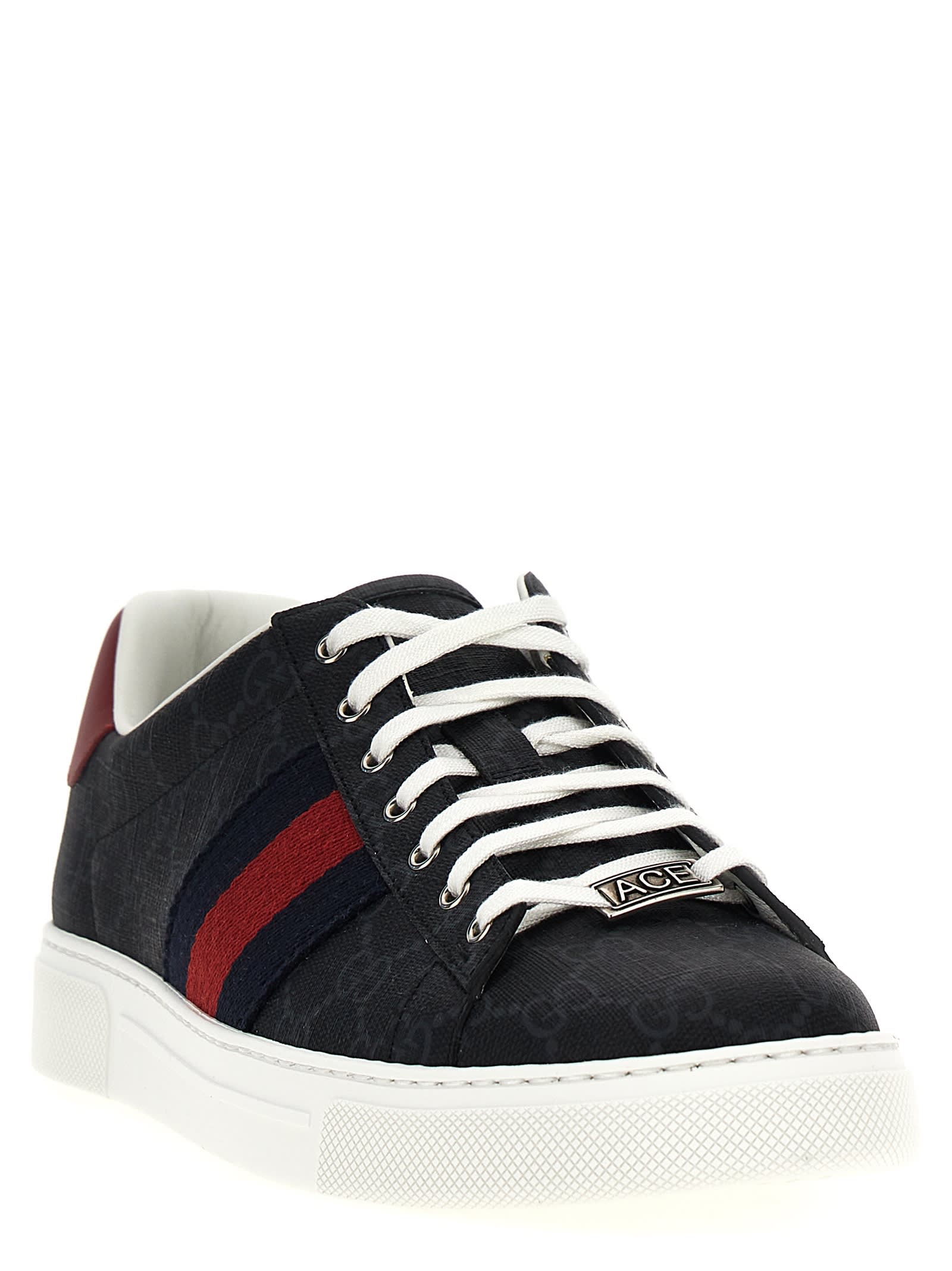 スニーカー Gucci Sneaker Ace In Tessuto Gg Men's Gucci Ace sneaker with Web in beige and blue GG
