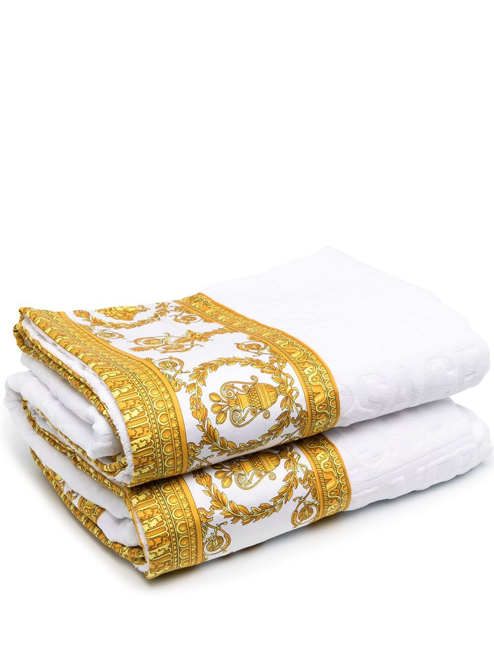 VIP【関税送料無料】希少 VERSACE WHITE GOLD COTTON TOWEL SET VERSACE WHITE AND GOLD COTTON TOWEL SET