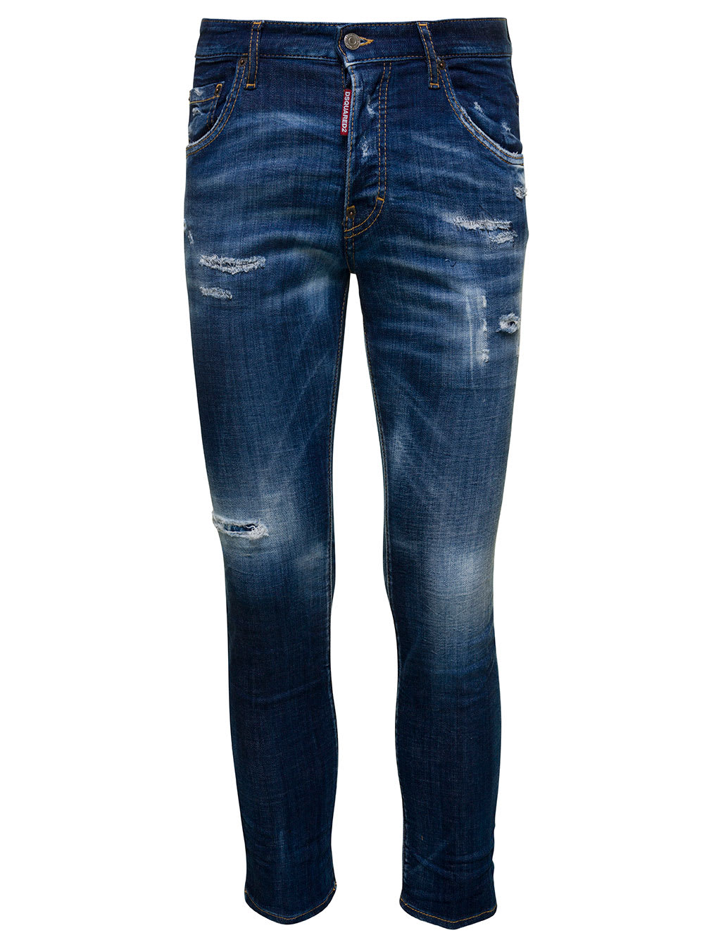 Commotie vertaler partij Dsquared2 'skater' Blue 5-pocket Jeans With Distressed Effect And Rips In  Stretch Cotton Denim Man | italist, ALWAYS LIKE A SALE