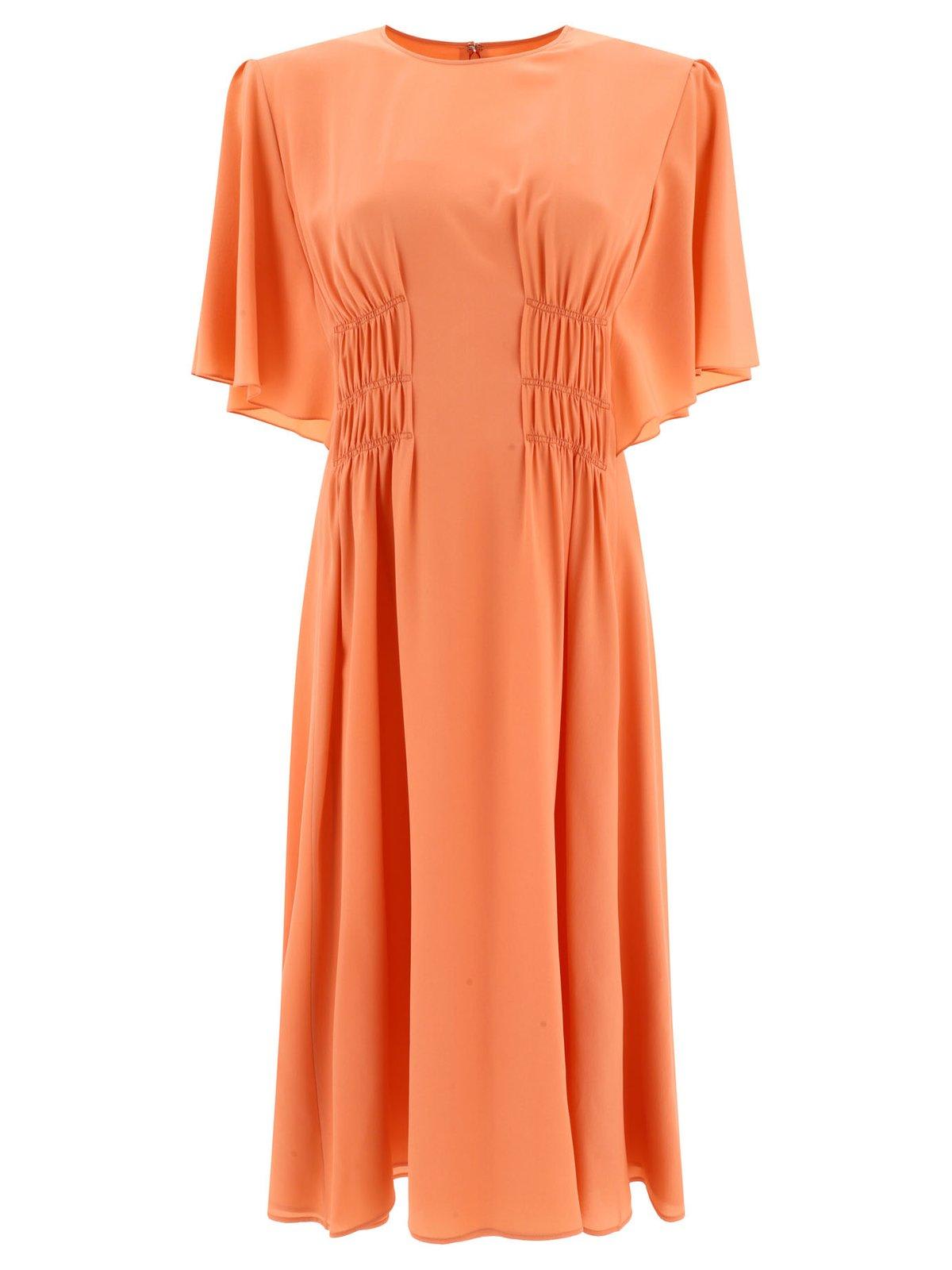 flared dress with cap sleeves