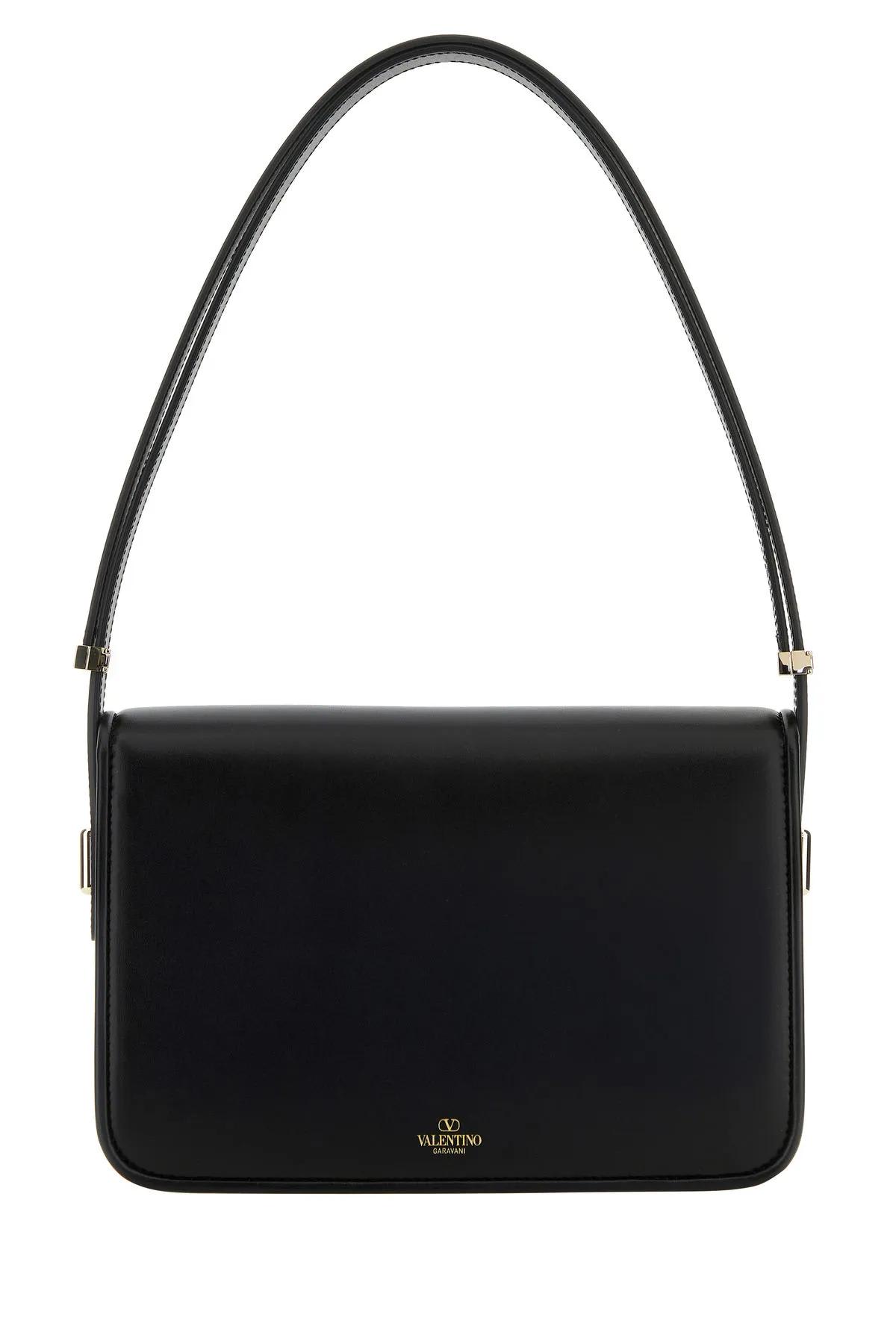 トートバッグ VALENTINO GARAVANI Black Leather Vlogo Shoulder Bag Valentino Garavani Black Leather Vlogo Shoulder Bag