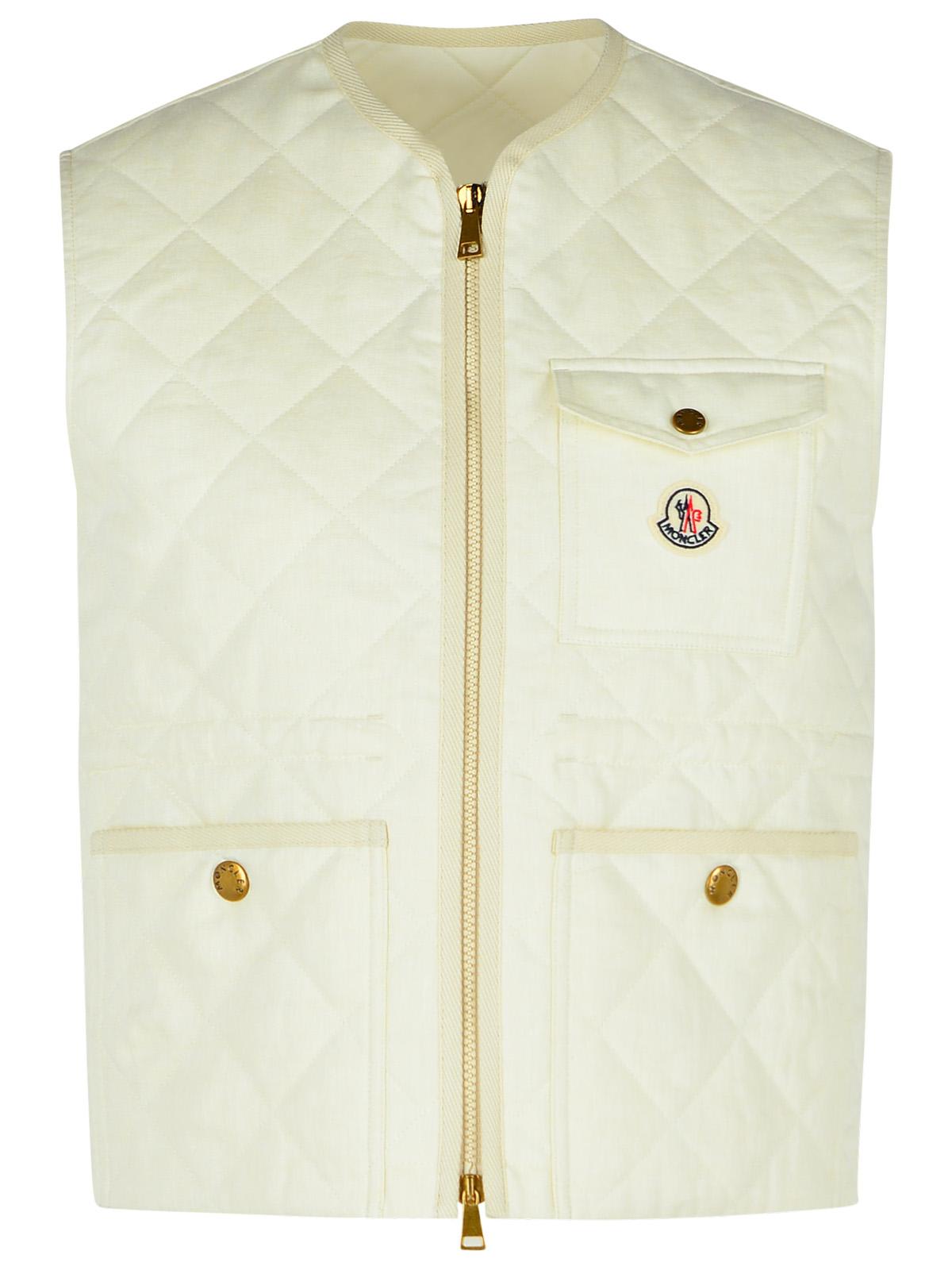 【送料&関税込】Moncler vigny White Linen Vest Moncler 'vigny' White Linen Vest | italist