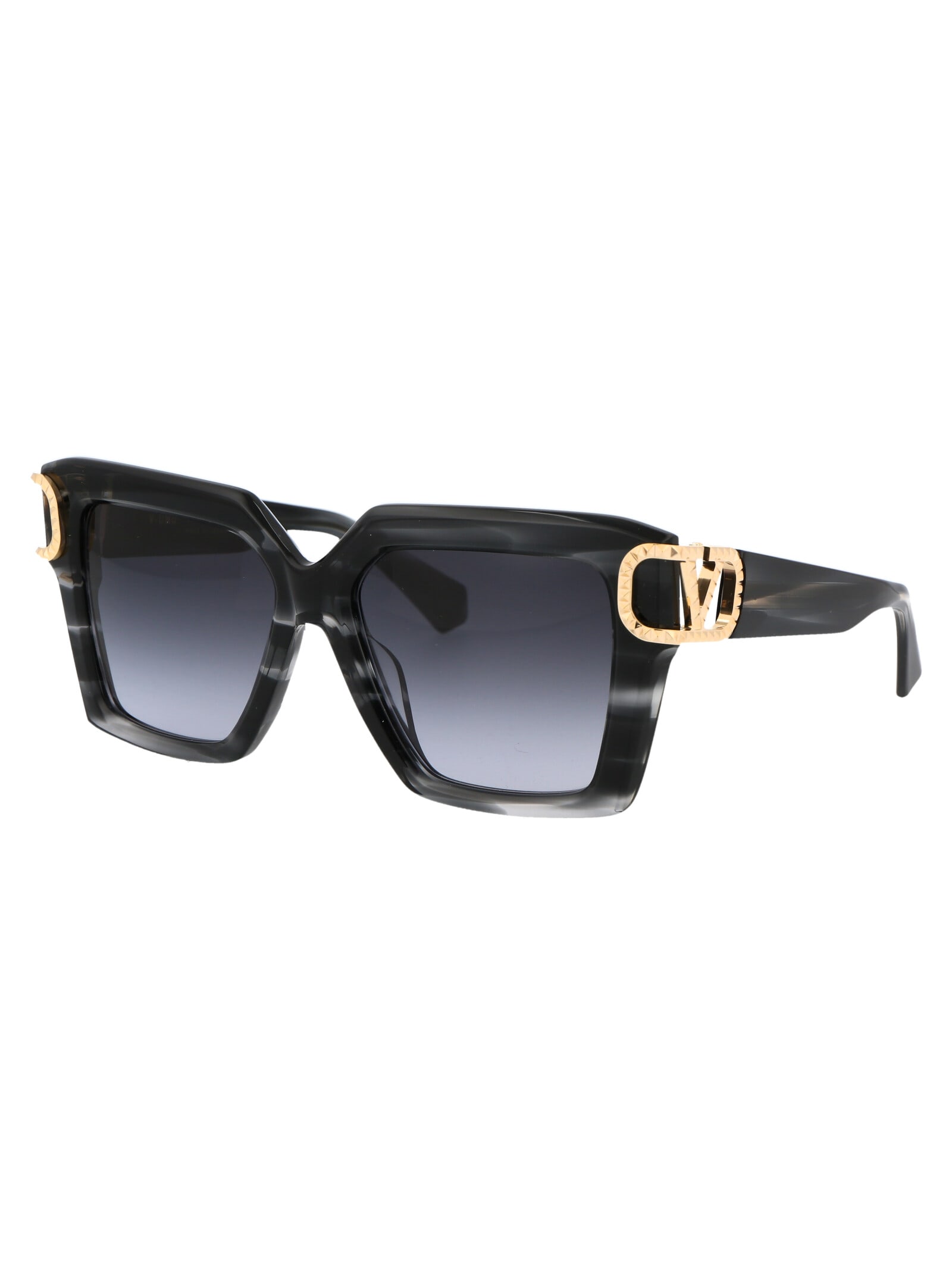 Valentino V-UNO VLS 107A Black Swirl Square Sunglasses - US