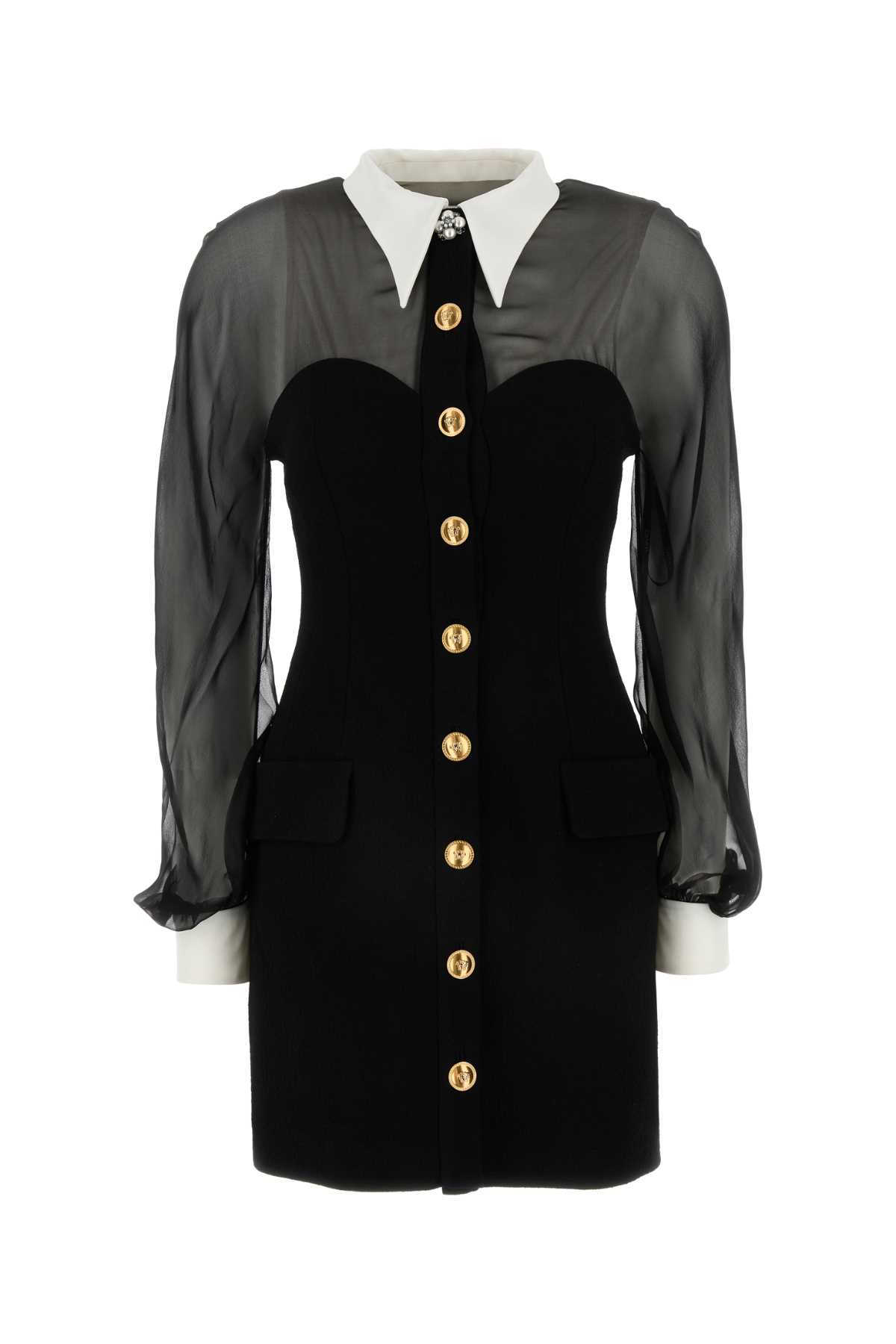 black crepe and chiffon blazer dress