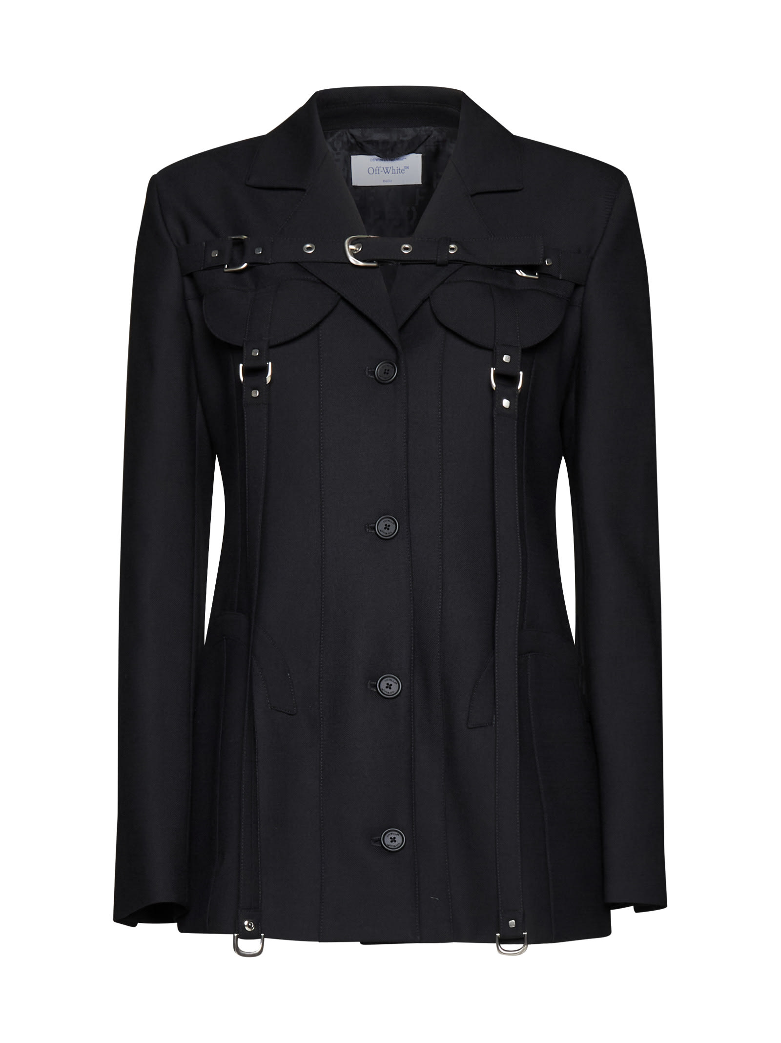 ジャケット・アウター Off-White Made in Italy virgin wool coat Off-White Black Virgin Wool Blend Blazer | italist