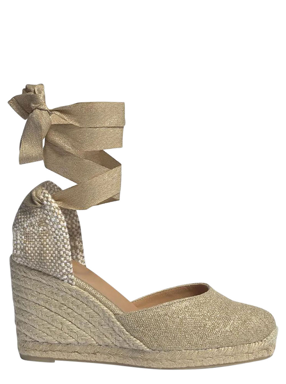 サンダル・ミュール Castaner Beige Lace-Up Espadrille Sandals in Cotton Woman Castañer Beige Lace-up Espadrille Sandals In Cotton Woman