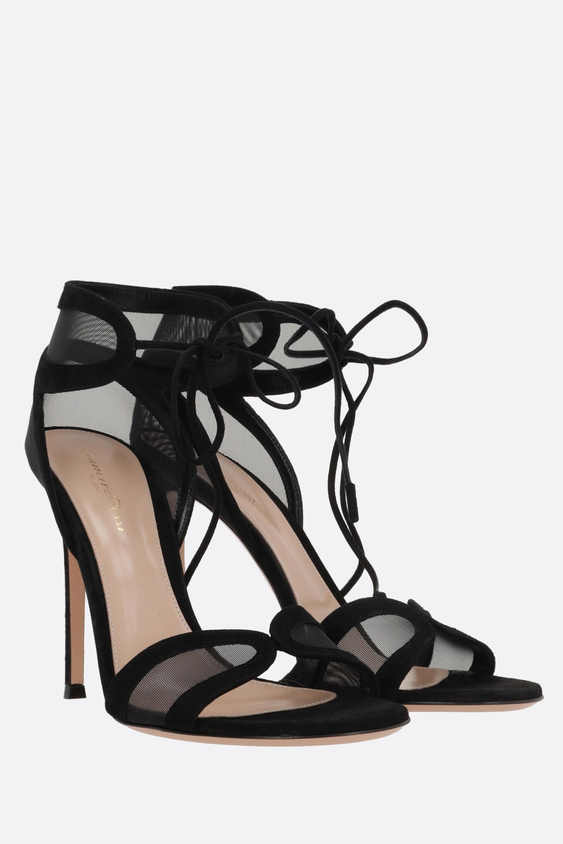 サンダル・ミュール GIANVITO ROSSI FALENE SANDALS IN SUEDE AND MESH Gianvito Rossi Falene Sandals In Suede And Mesh | italist