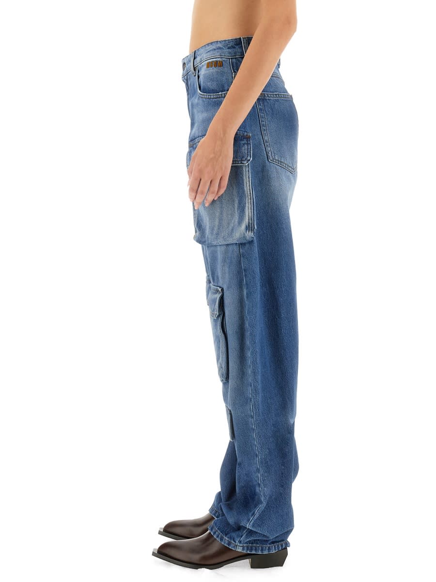 【送料&関税込】MSGM Cargo Jeans Indigo Oversized Denim Cargo Pants by MSGM on Sale