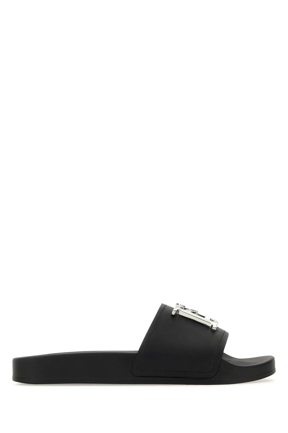 サンダル・ミュール D SQUARED2 Black leather D2 Statement slippers Dsquared2 Black Leather D2 Statement Slippers | italist