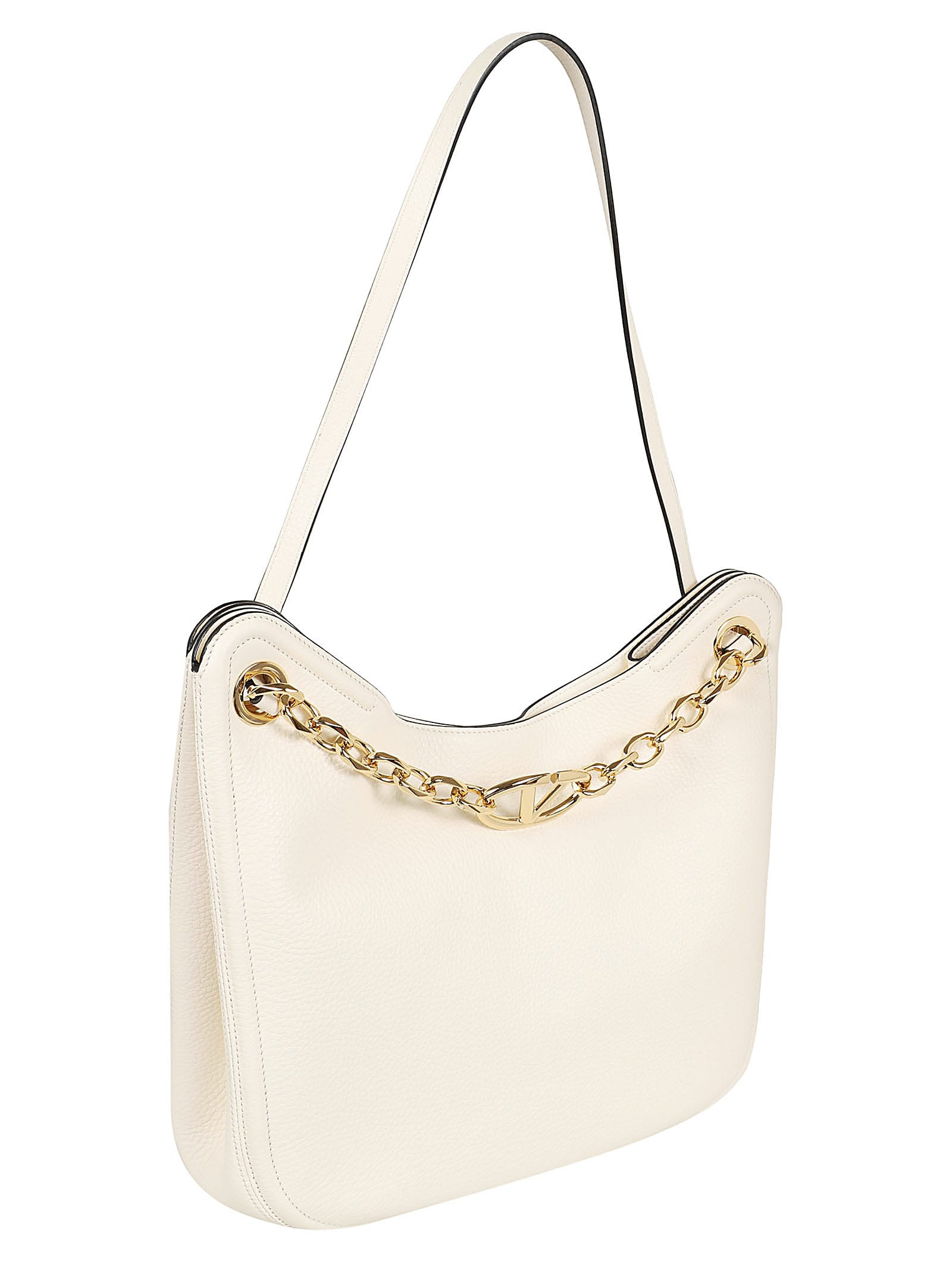 【関税&送料込】Valentino Garavani Small Hobo Vlogo Moon Bag Vlogo Moon Small Hobo Bag In Grainy Calfskin With Chain for