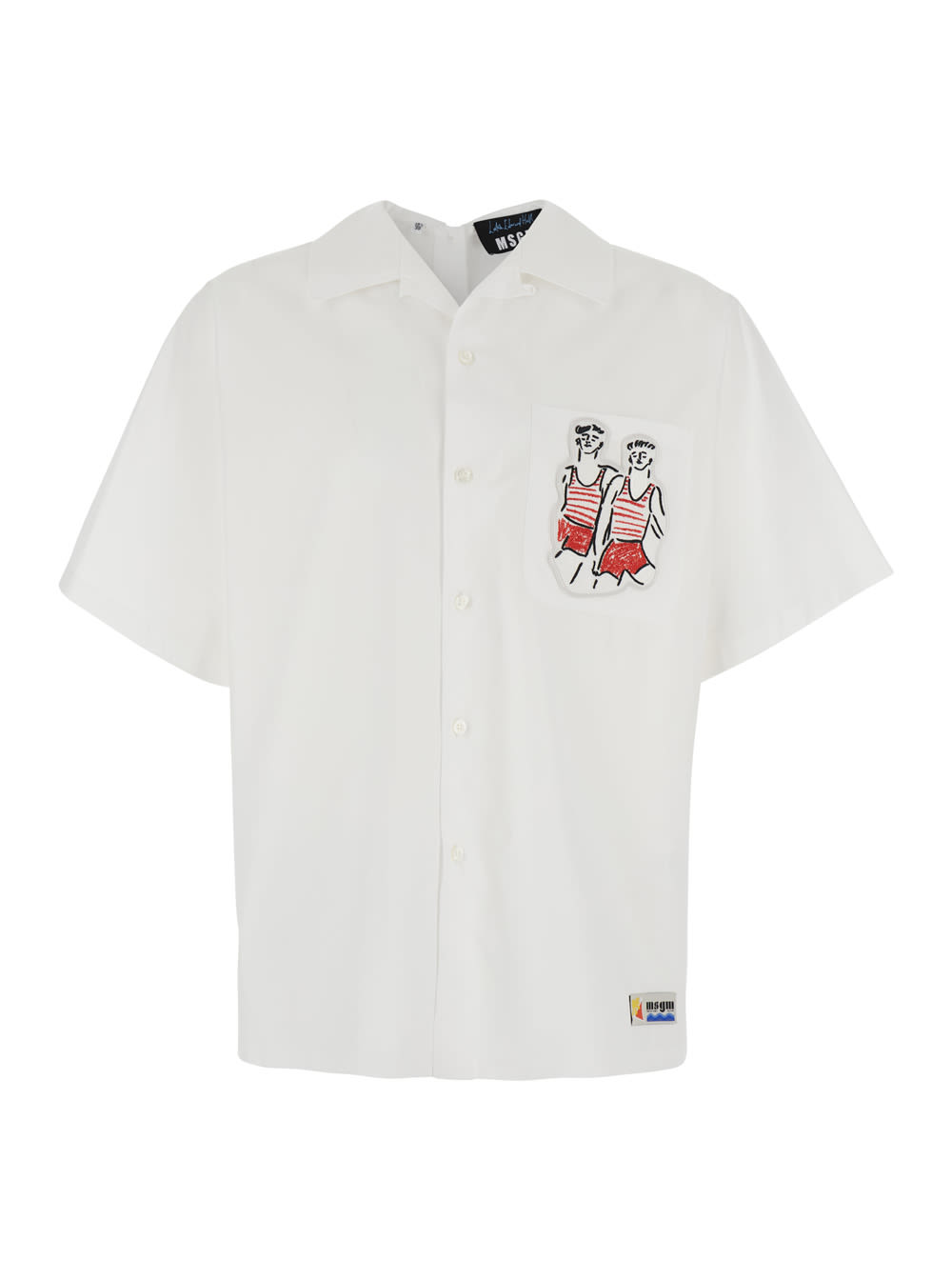 Tシャツ・カットソー MSGM White Shirt with Chest Patch in Cotton Man Jersey cotton T-shirt with 