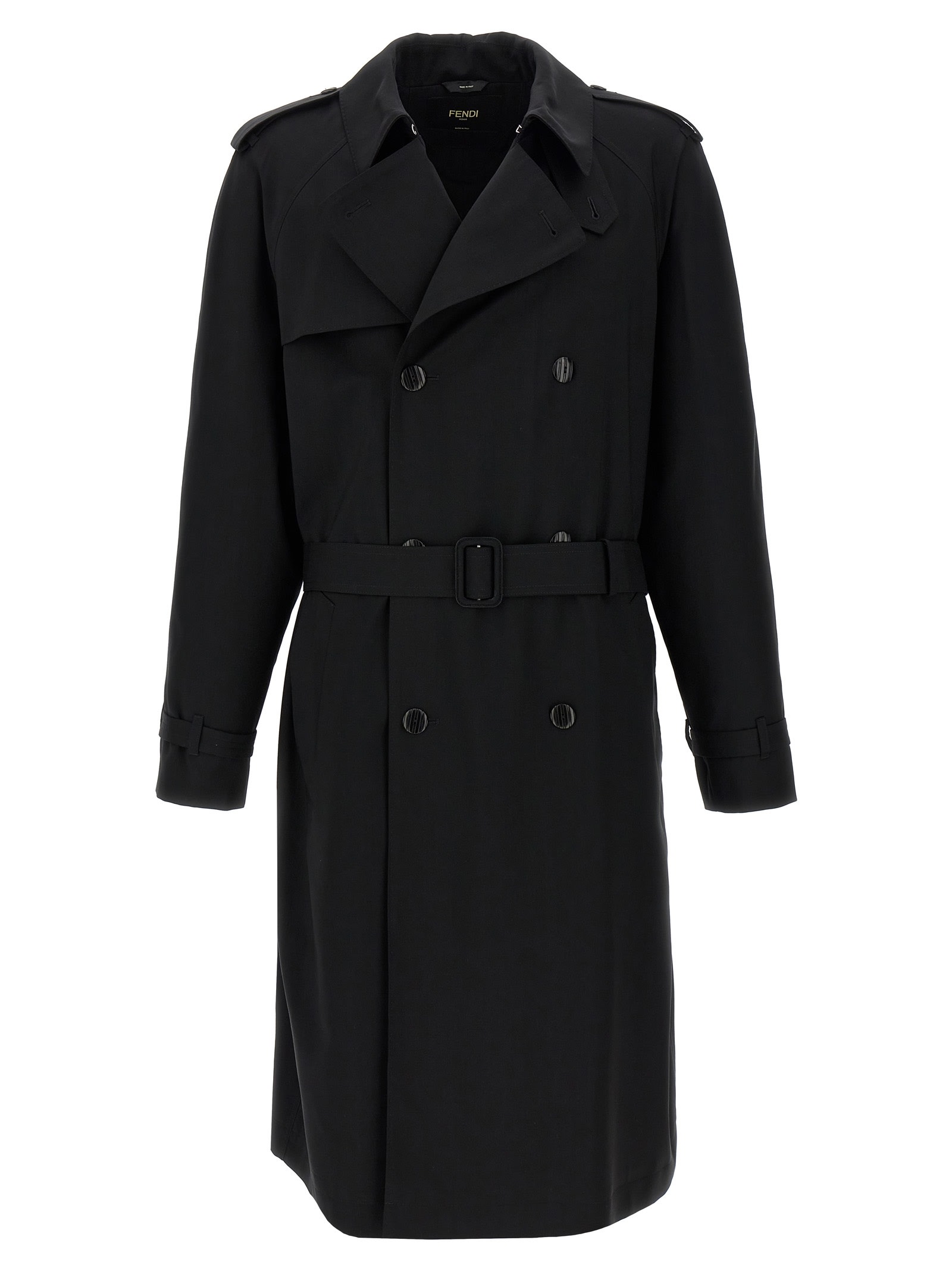 【送関込】FENDI☆trench coat with removable leather collar Fendi Wool Trench Coat | italist