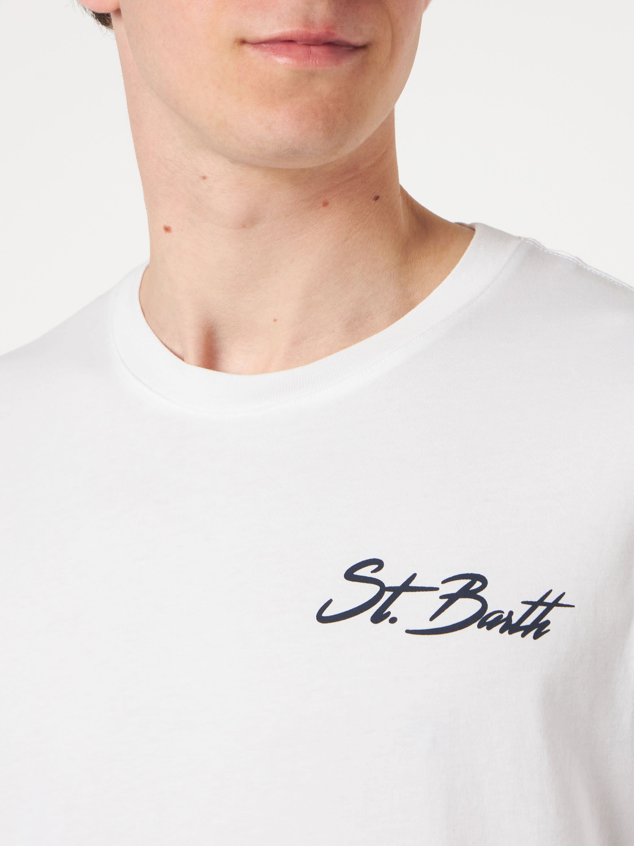 MC2 Saint Barth Man Cotton T-shirt With St. Barth Surf Print
