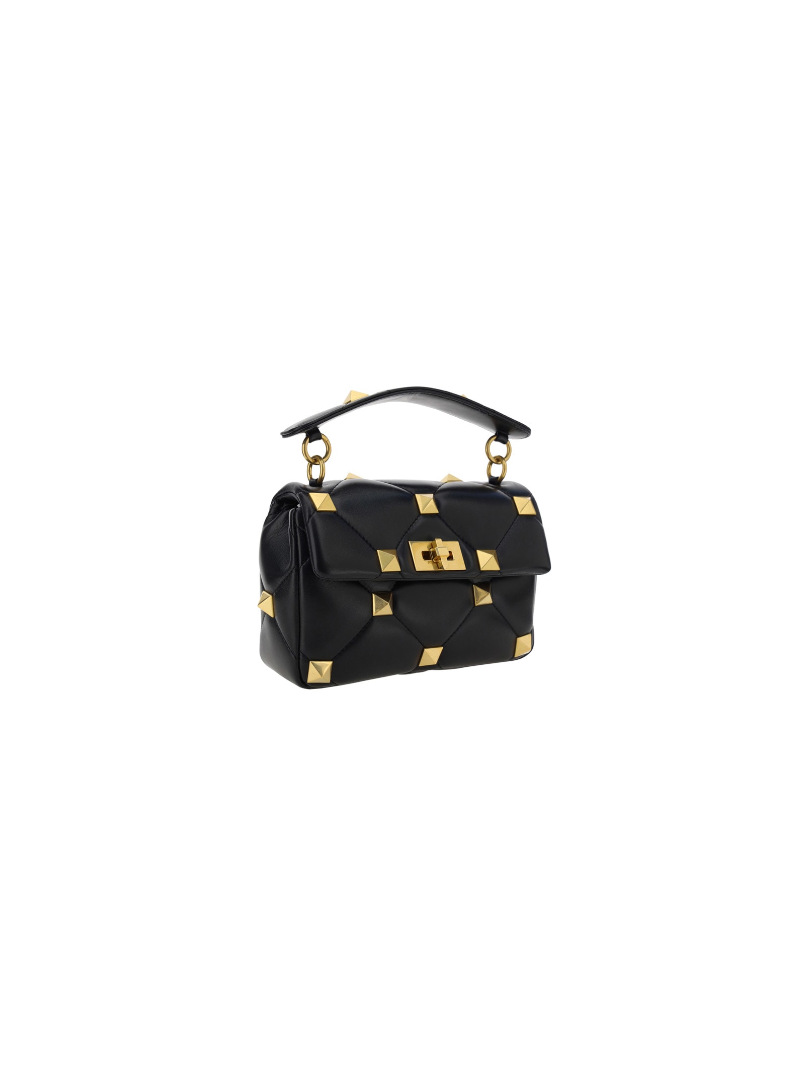 ハンドバッグ VALENTINO BLACK NAPPA LEATHER MEDIUM ROMAN STUD HANDBAG Valentino Garavani Black Leather Medium Roman Stud Bag