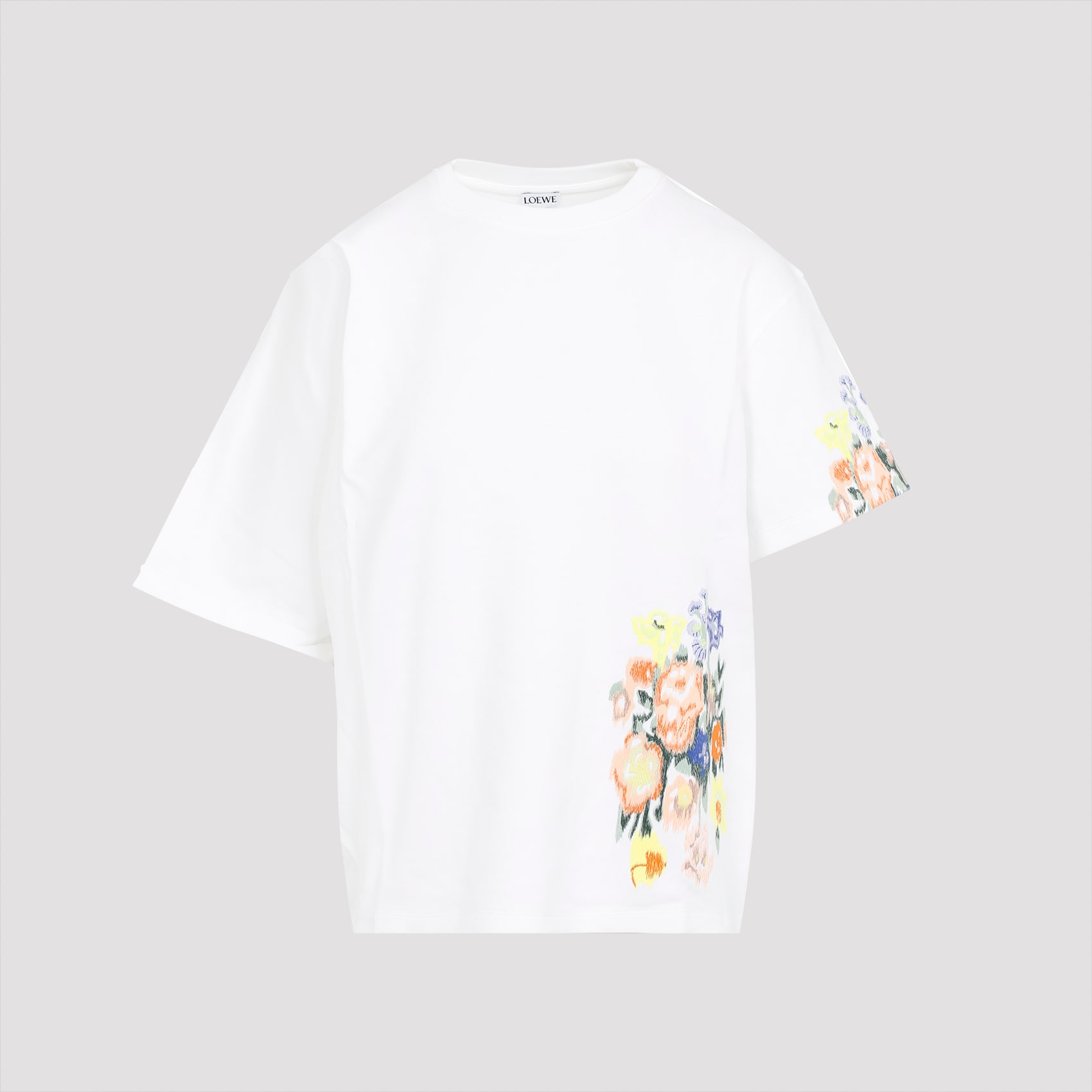 ≪贅沢な逸品≫【LOEWE】花柄プリント コットンTシャツ LOEWE(ロエベ) / Tシャツ/S/コットン/WHT/花柄/バックフラワー