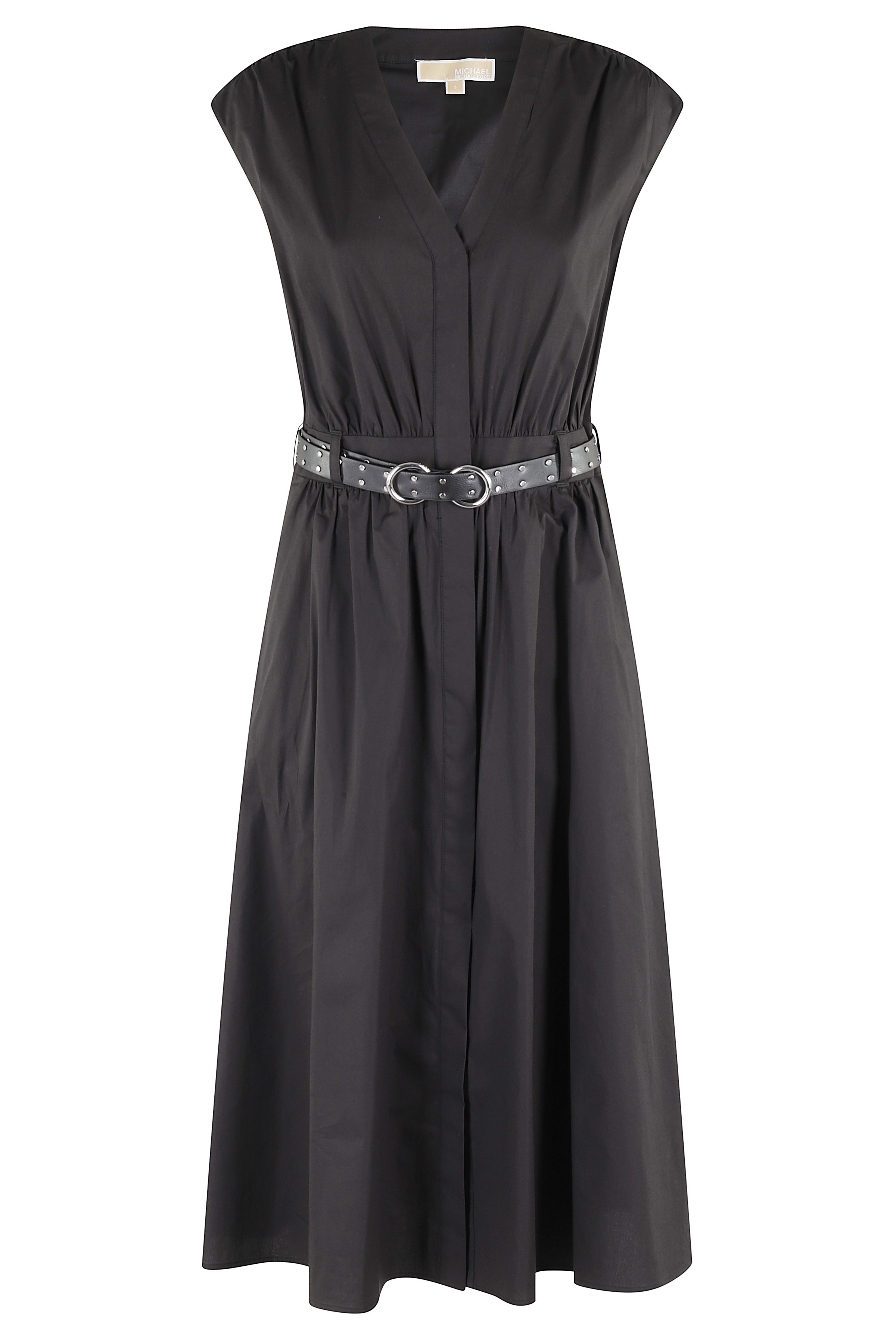 【送料&関税込】Michael Kors Cotton Popeline Midi Dress Dres Michael Kors Women's Cotton Poplin Midi Dress, Black at