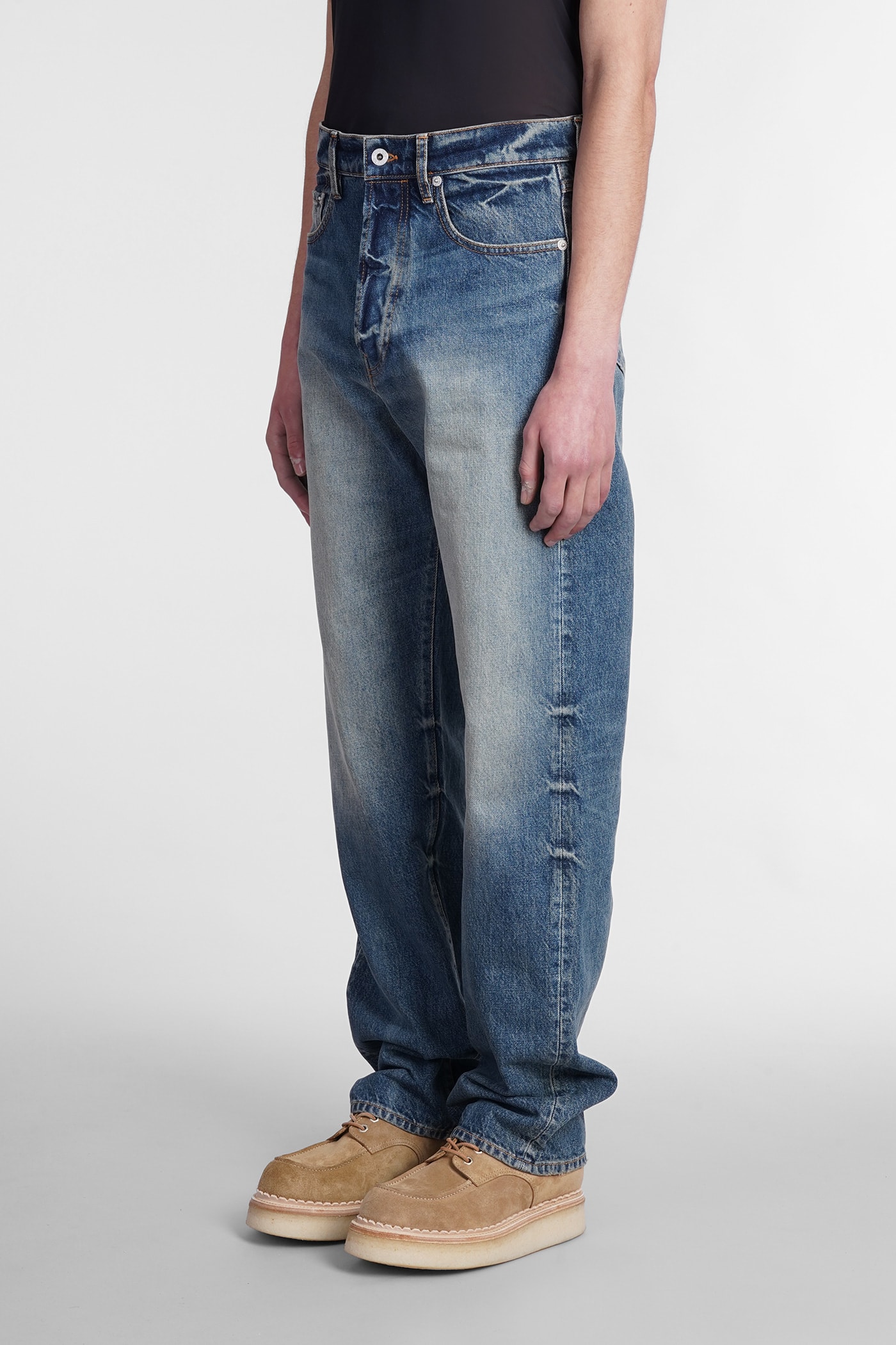 Kenzo Monogram Arron Cotton Denim Jeans In Navy