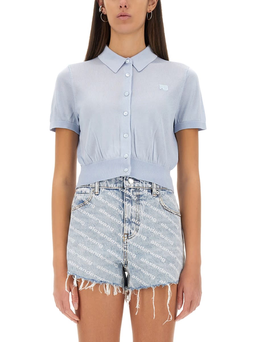 Tシャツ・カットソー Alexander Wang SS25 Cropped polo shirt (4KC1253077 001) f803ea06cf75adf95fe335a6144cdd
