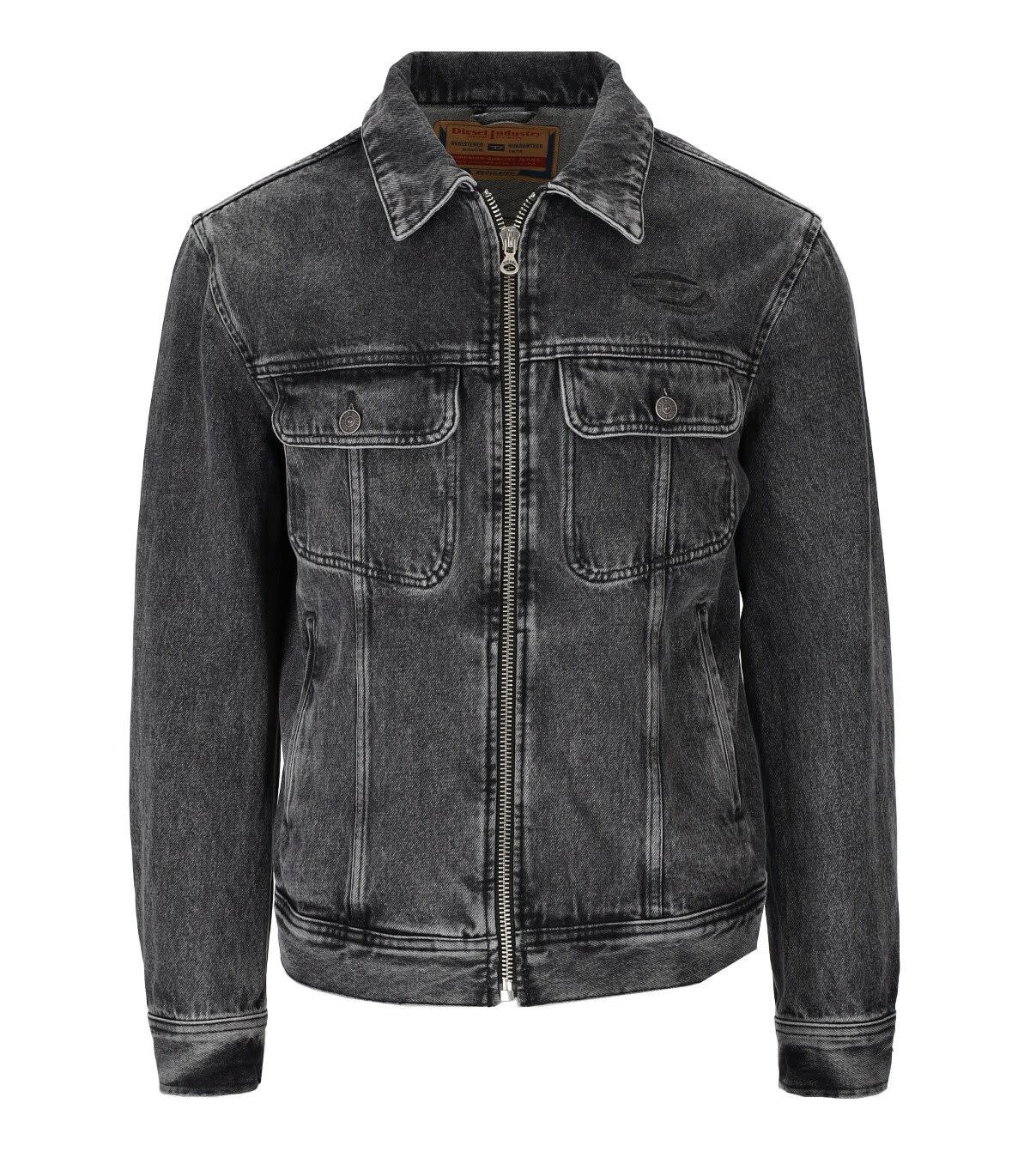 Diesel D-barcy-zf Anthracite Grey Denim Jacket | italist