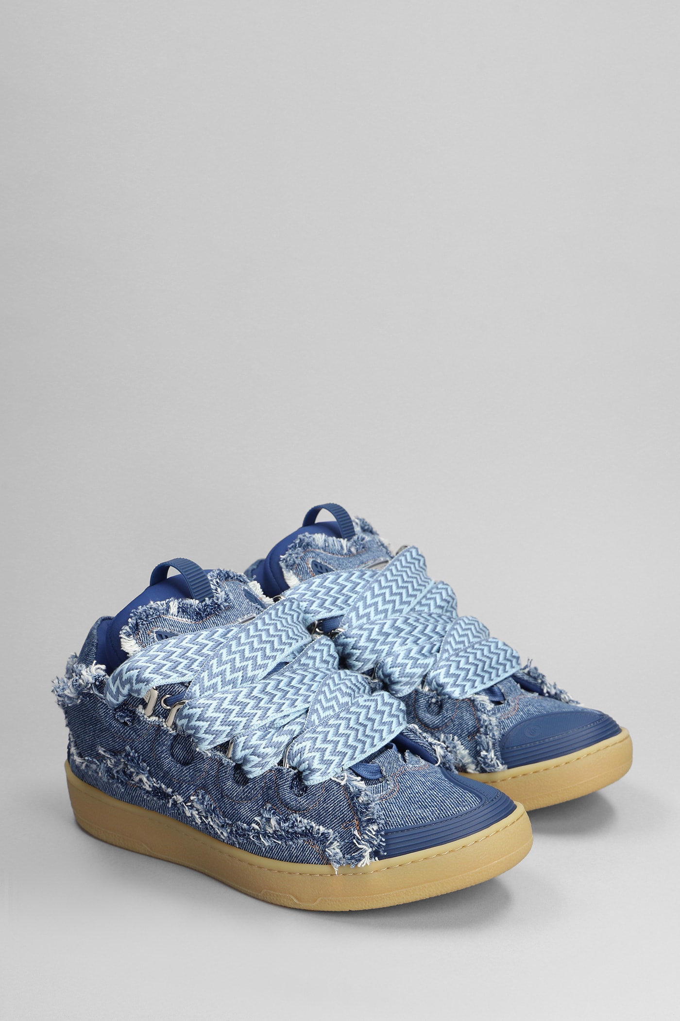Lanvin Curb Sneakers In Blue Cotton | italist