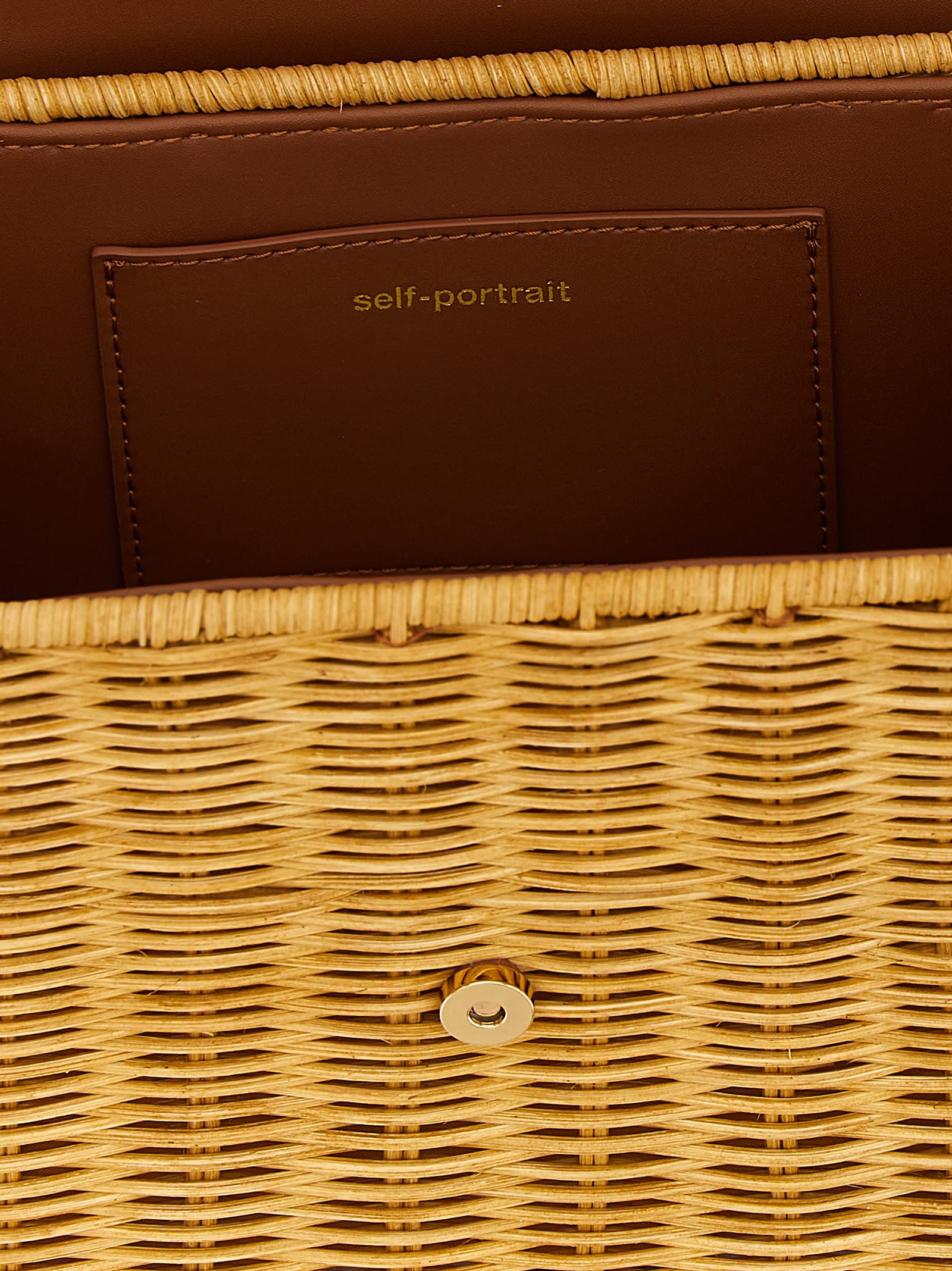 トートバッグ SELF PORTRAIT FW25 RATTAN MINI BOW BAG (PF25303ABR BROWN) Self-portrait Rattan Mini Bow Bag Handbag | ModeSens