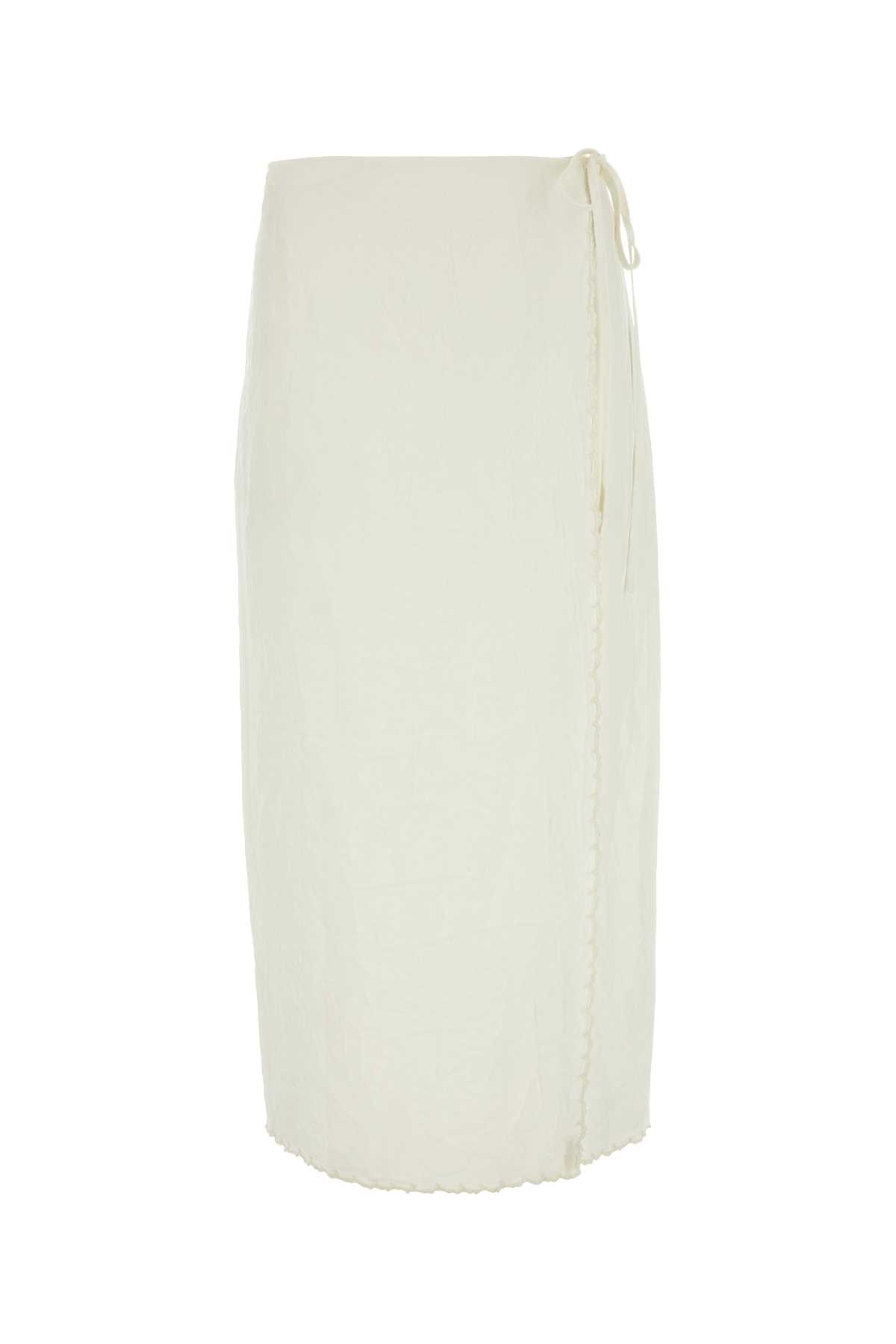 Prada Ivory Linen Skirt | italist