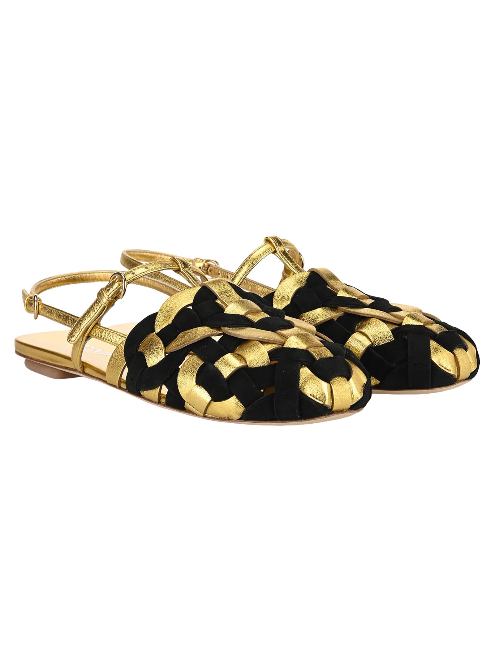 prada woven flat sandals