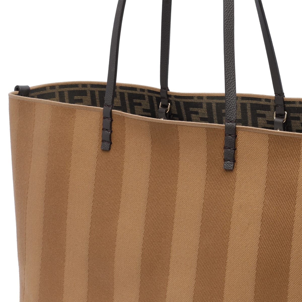 【送料&関税込】Fendi Large Reversible Ff Logo Shopping Bag $1950 FENDI LARGE STRIPED FF LOGO REVERSIBLE TOTE BAG AUTH