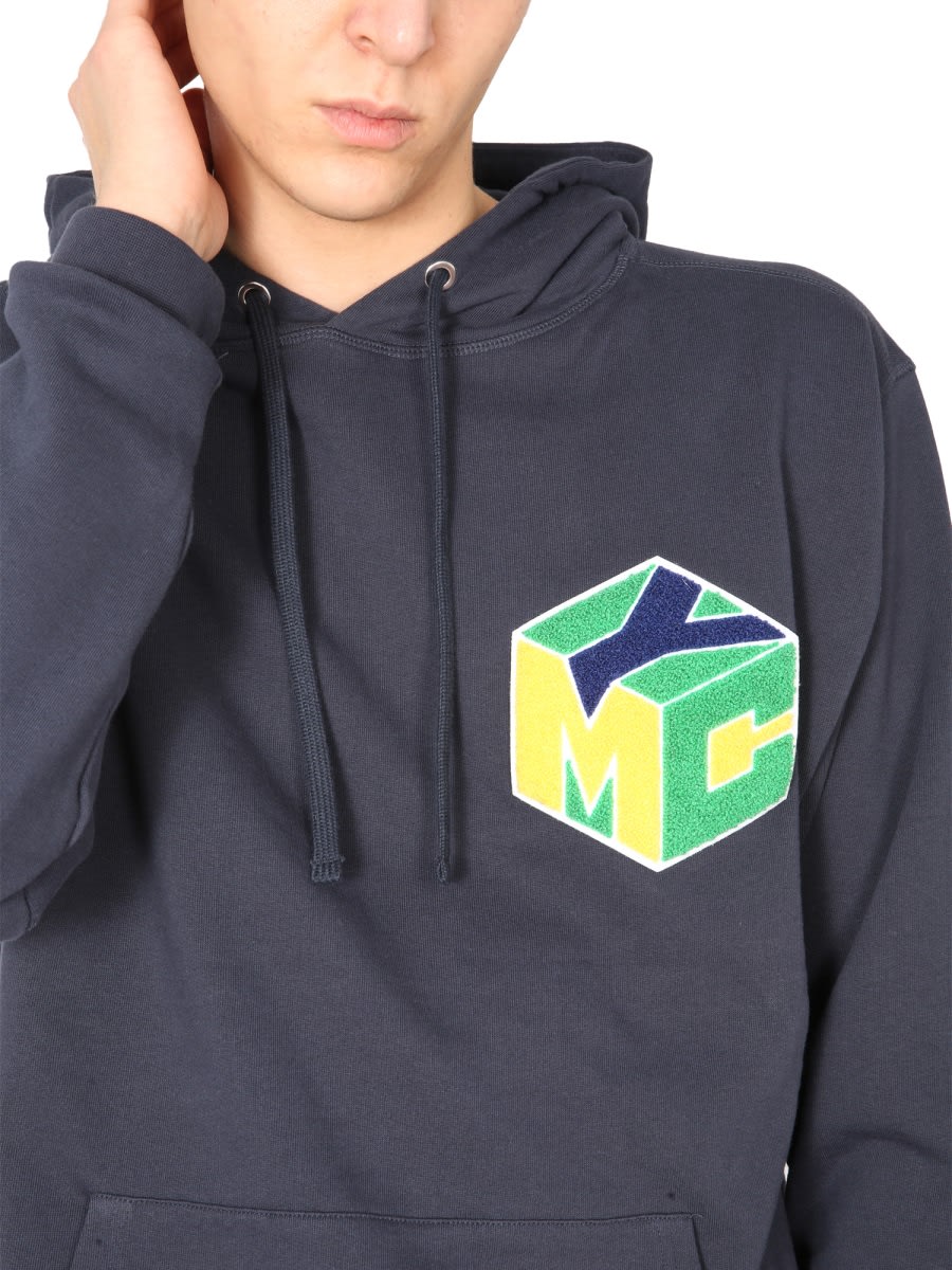 パーカー・フーディ YMC SS21 TRUGOY HOODED SWEATSHIRT (P7QAP_Y075NAVY) YMC Trugoy Loopback Cotton Hooded Sweatshirt - Navy | Garmentory