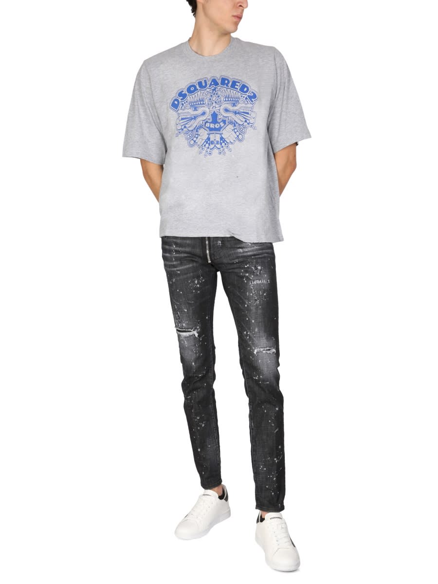 Tシャツ・カットソー D SQUARED2 DRAGON BROS FOOTBALL JERSEY COTTON T-SHIRT Dsquared2 Dragon Bros Football T-shirt | italist