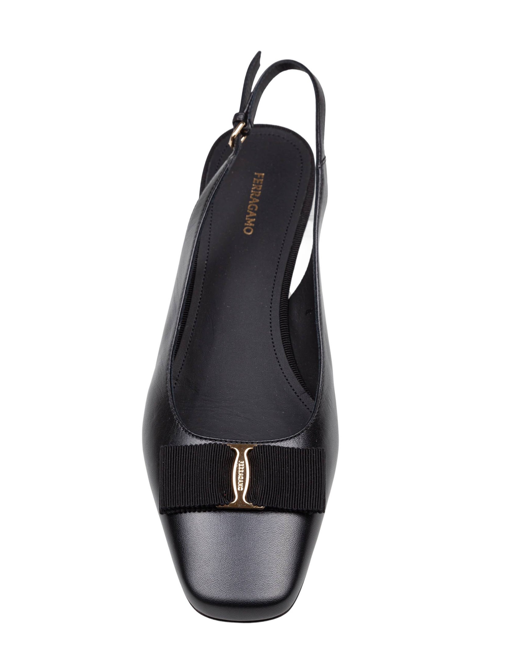 【送料&関税込】Ferragamo Slingback Rivalda In Black Leather Ferragamo Slingback Rivalda In Black Leather | italist
