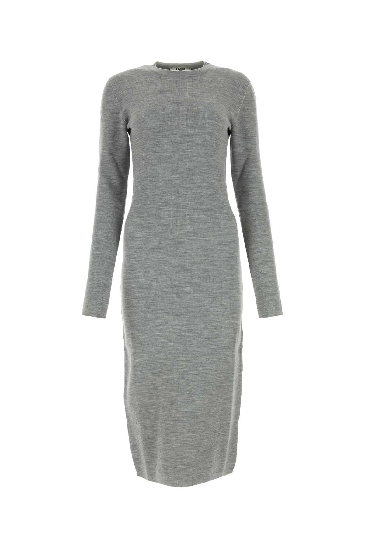 melange grey wool blend dress