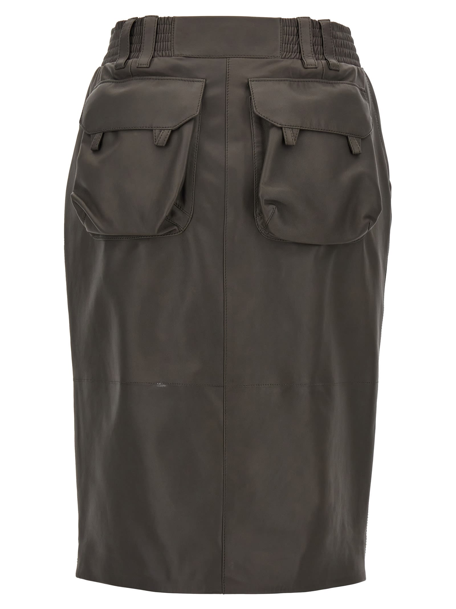スカート Saint Laurent Curled detail leather skirt (776771YCOJ2 1000) SAINT LAURENT Leather midi skirt | NET-A-PORTER