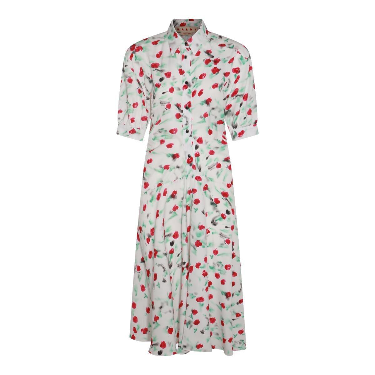 rose print shirt dress