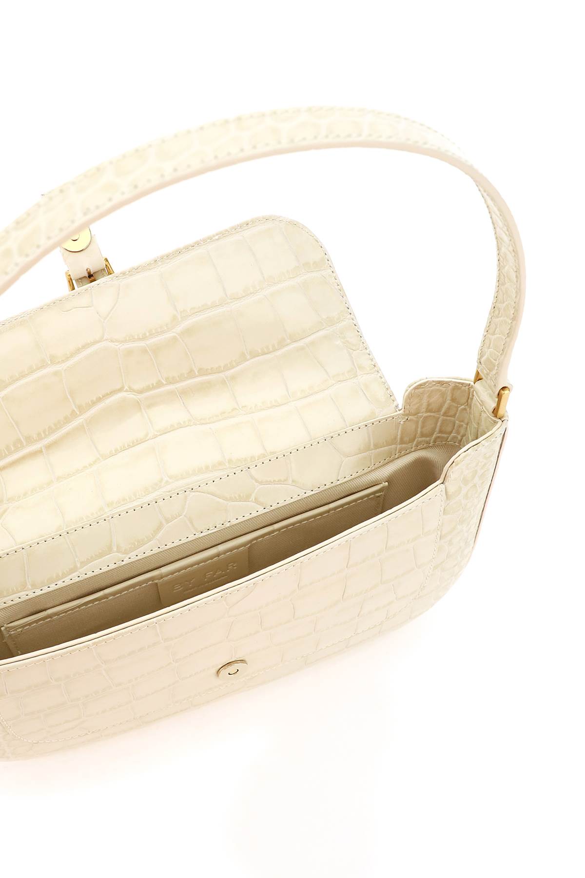 BY FAR: Miranda bag in crocodile print leather - Cream