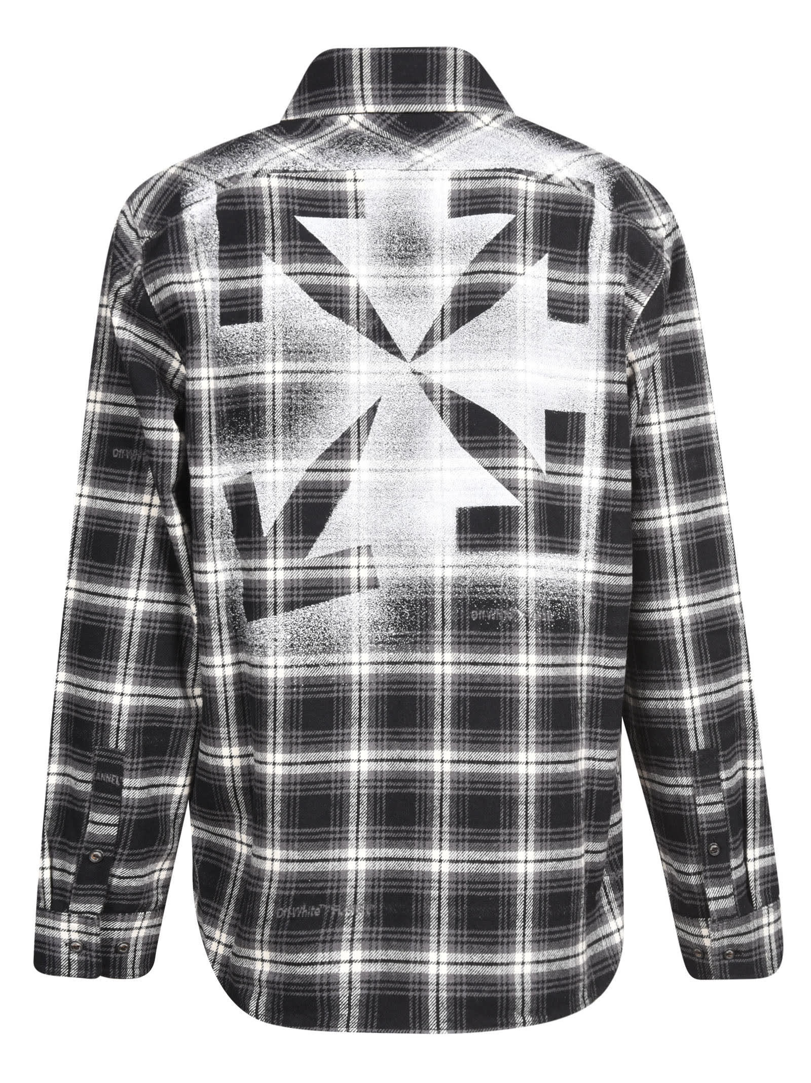 off white stencil flannel